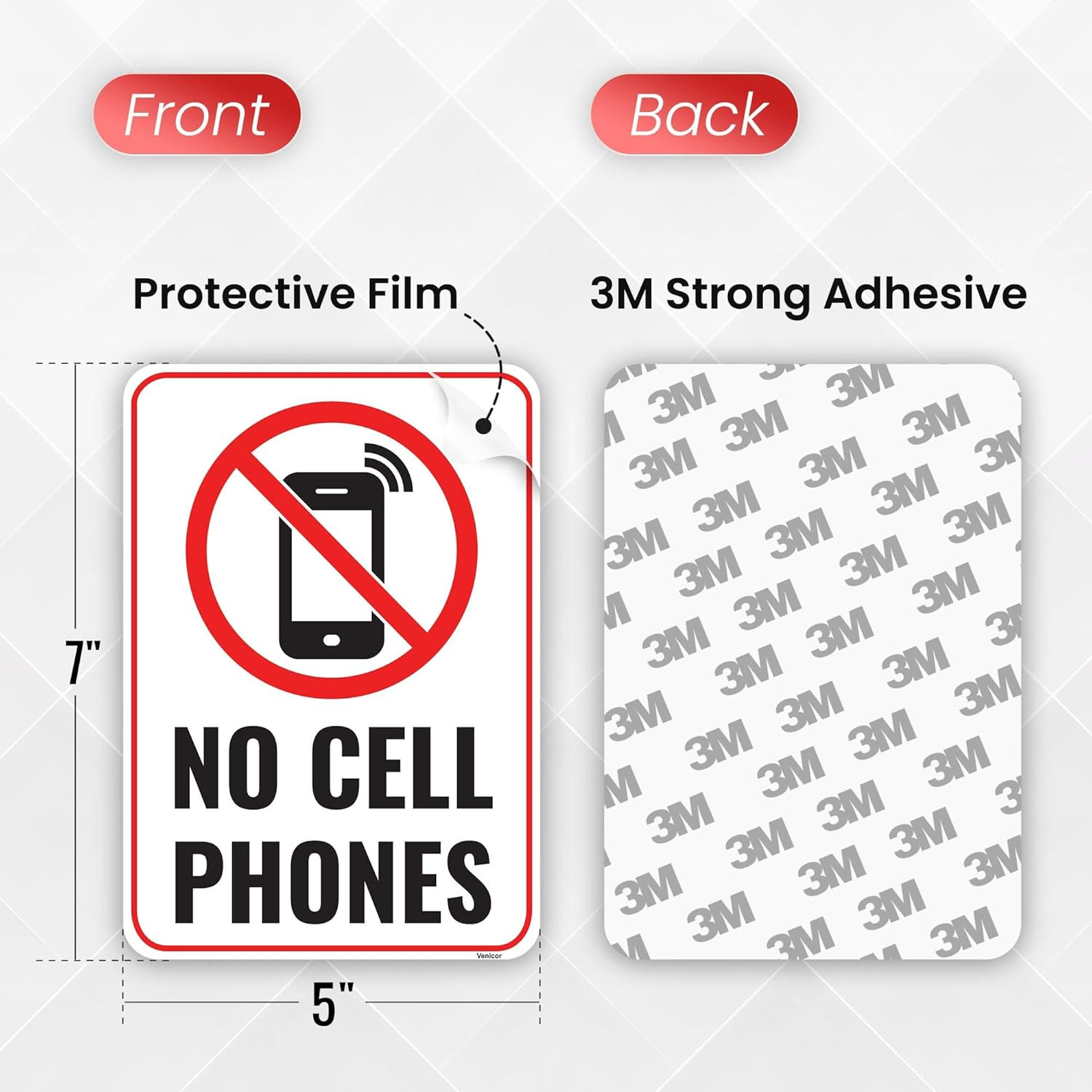 Acrylic “No Cell Phone Use” Sign – 7×5 Inches for Classrooms and Events