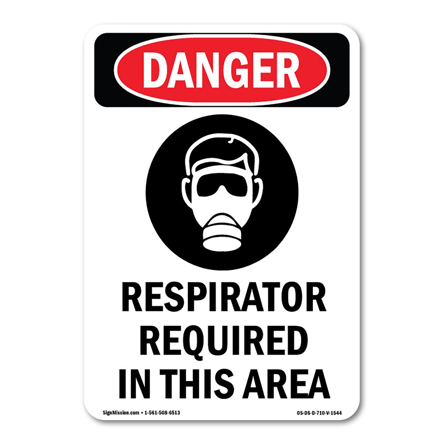 Respirator Required ANSI Danger Sign Metal Plastic Decal