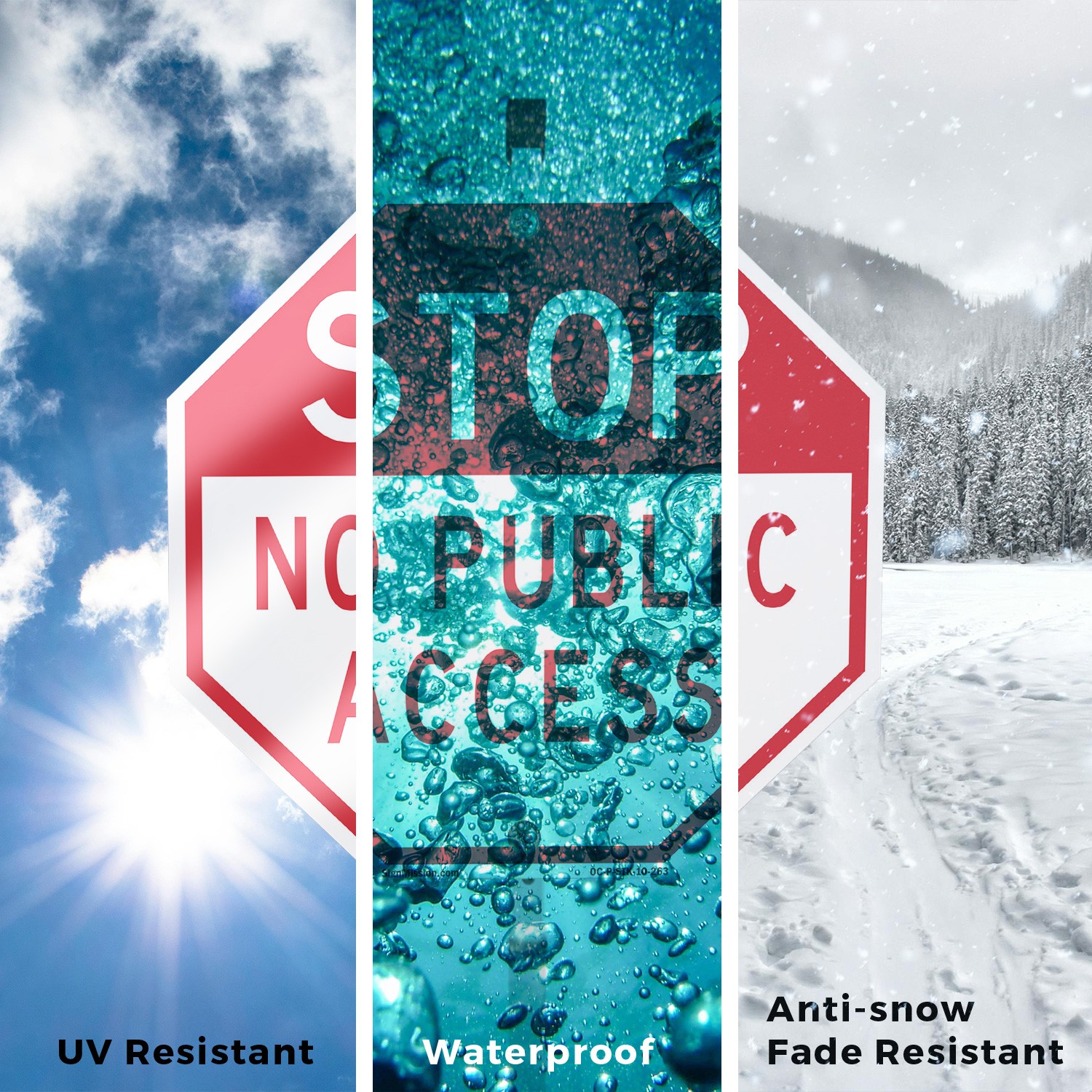 Stop No Public Access Octagon Sign With Stake Weather Resistant Made in the USA
