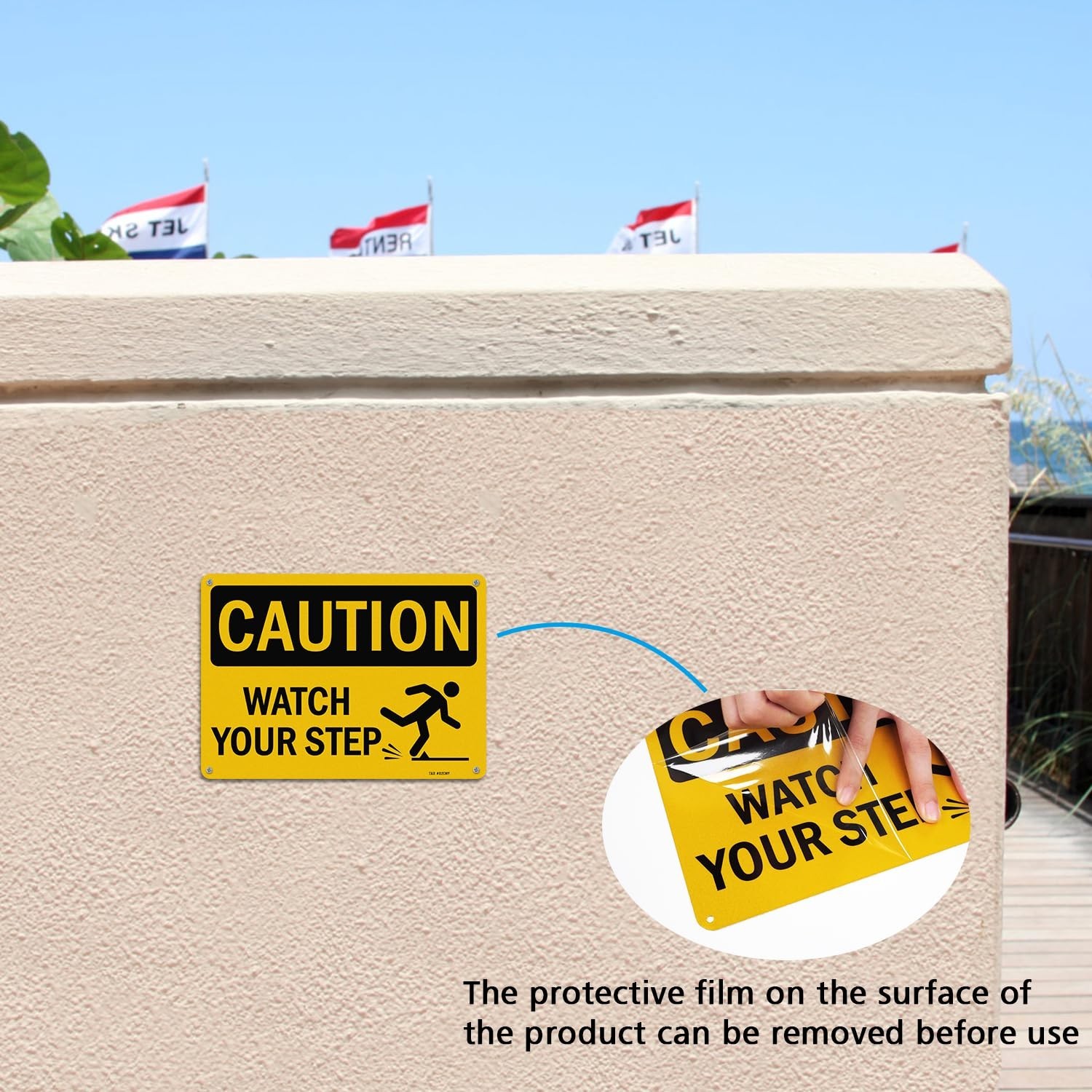 10 x 7 Inch Waterproof Caution Watch Your Step Signs – Rust-Free Aluminum Pair