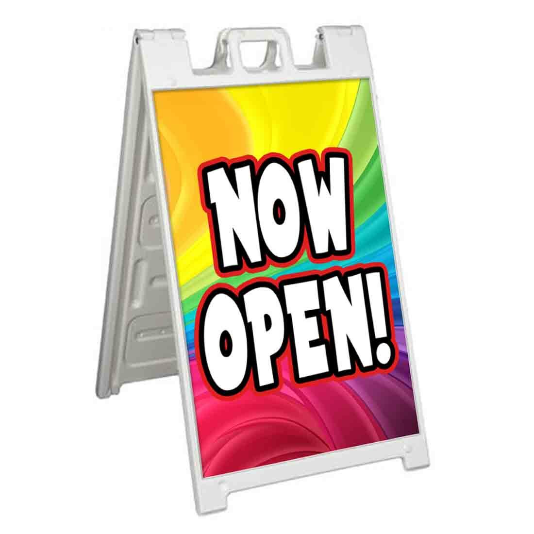 NOW OPEN! Signicade 24×36 Aframe Sidewalk Sign Banner Decal NOW SERVING