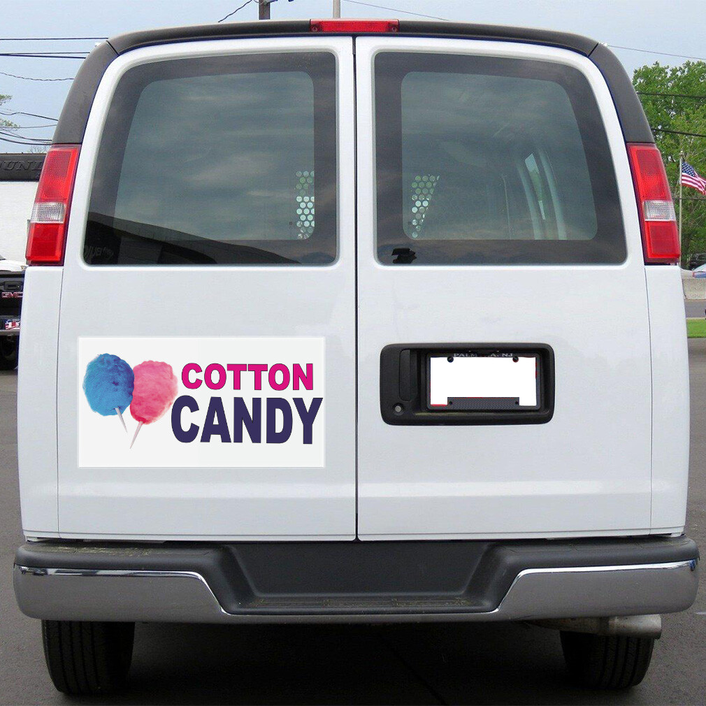 Car Magnet Set of 2 Cotton Candy Pink Blue Food Bar Restaurant Food Truck