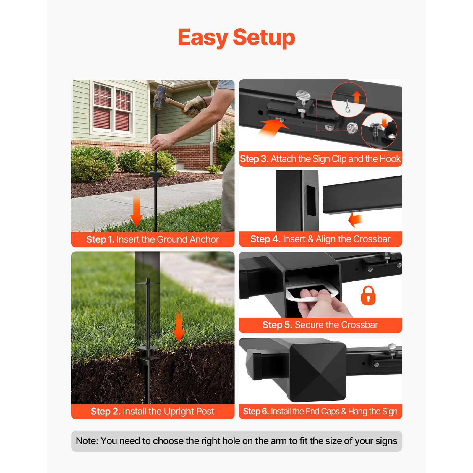 Uimoso Real Estate Sign Post PVC Realtor Yard Sign Holder 6 ft Black for Outdoor