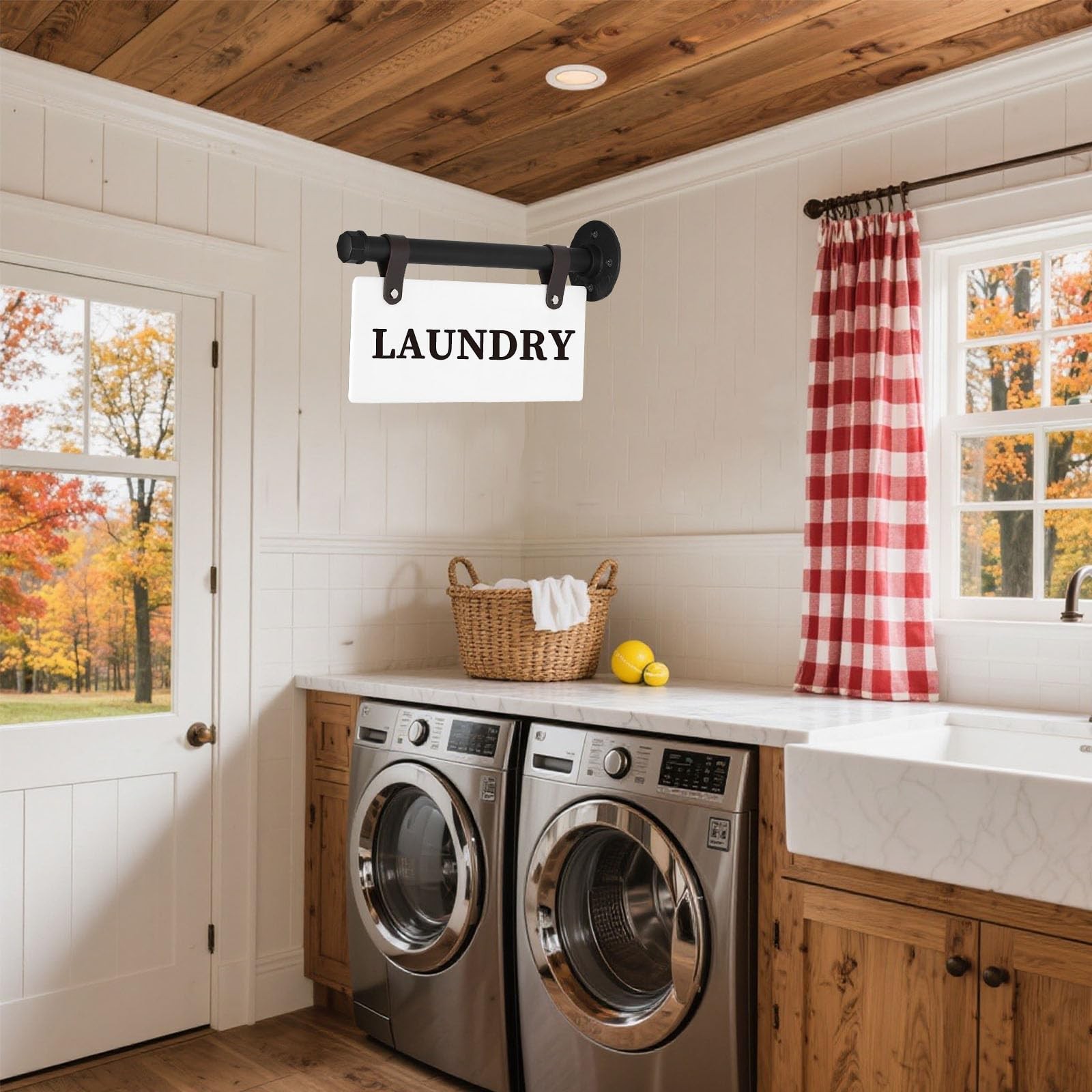 Laundry Metal Wall Sign 11″ x 6″ Wall-Mounted Laundry Room Sign Double-Sided …