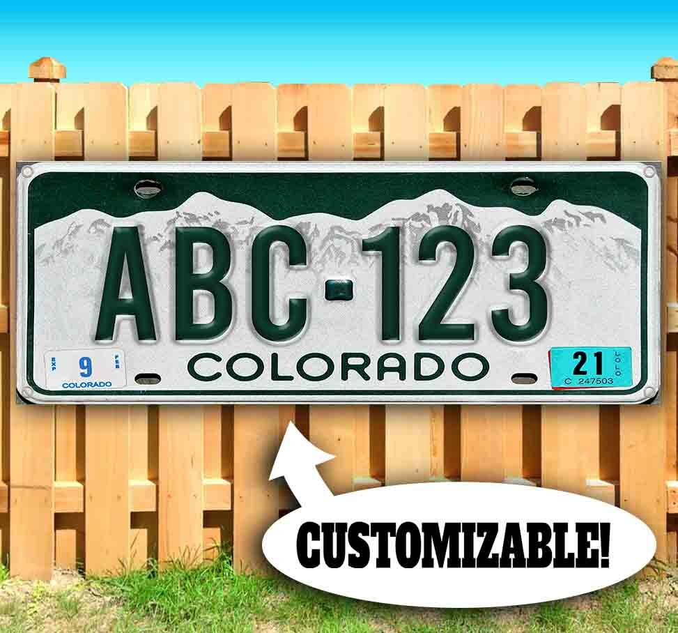 CUSTOMIZABLE COLORADO LICENSE PLATE Advertising Vinyl Banner Flag Sign USA
