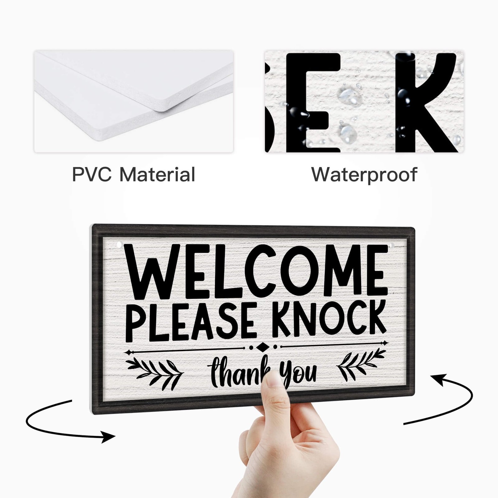 Welcome Please Knock Office Door Signs, PVC Do Not Disturb Door Hanger Sign, …