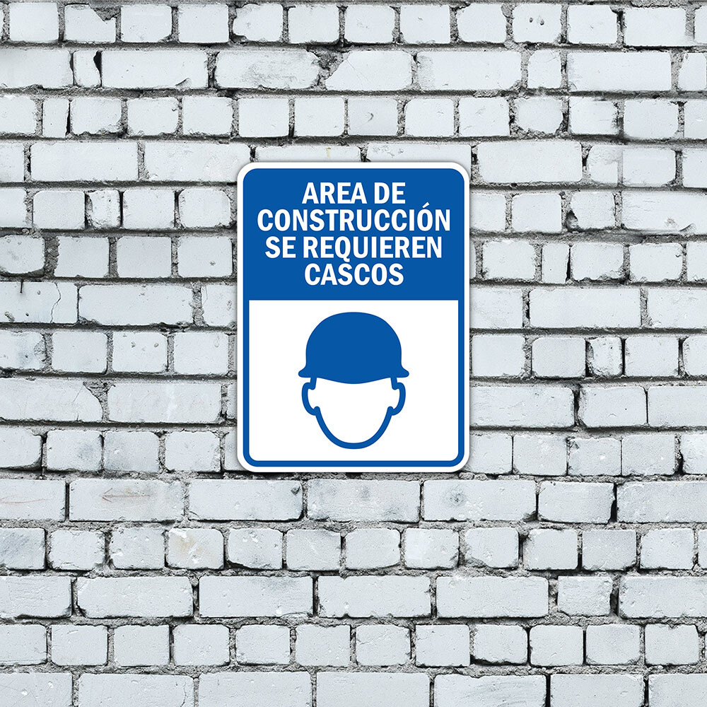 Portrait Round Plus Area de Construcción Se Requieren Cascos Wall or Door Sign