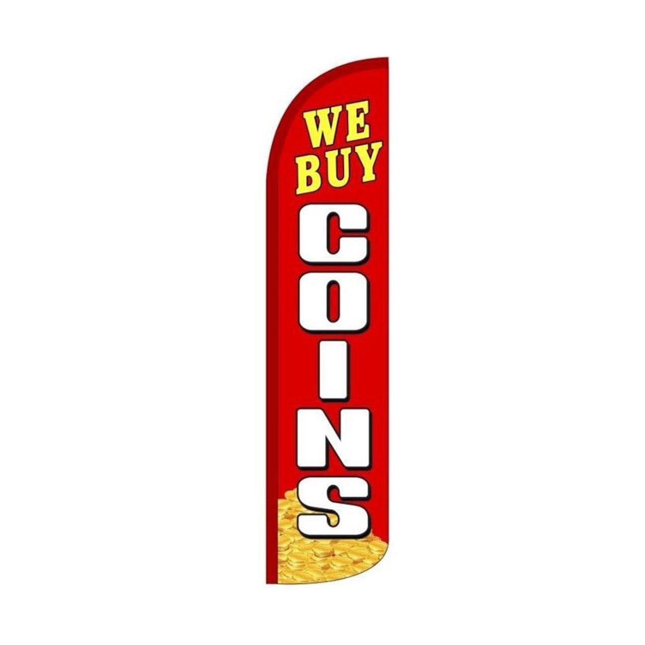 We Buy Coins Swooper Flutter Feather Flag | 3ft W x 11.5ft Tall