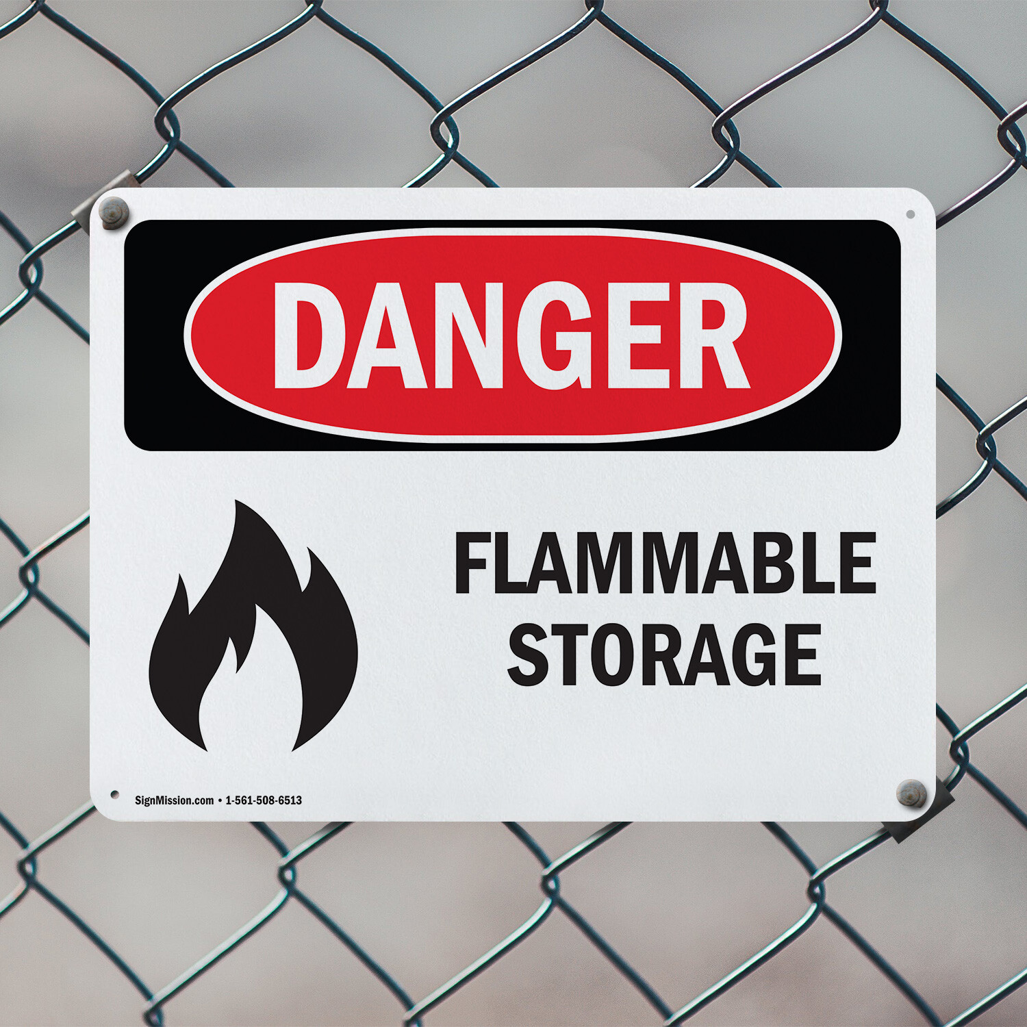 (2 Pack) Flammable Storage OSHA Danger Sign Decal Metal Plastic