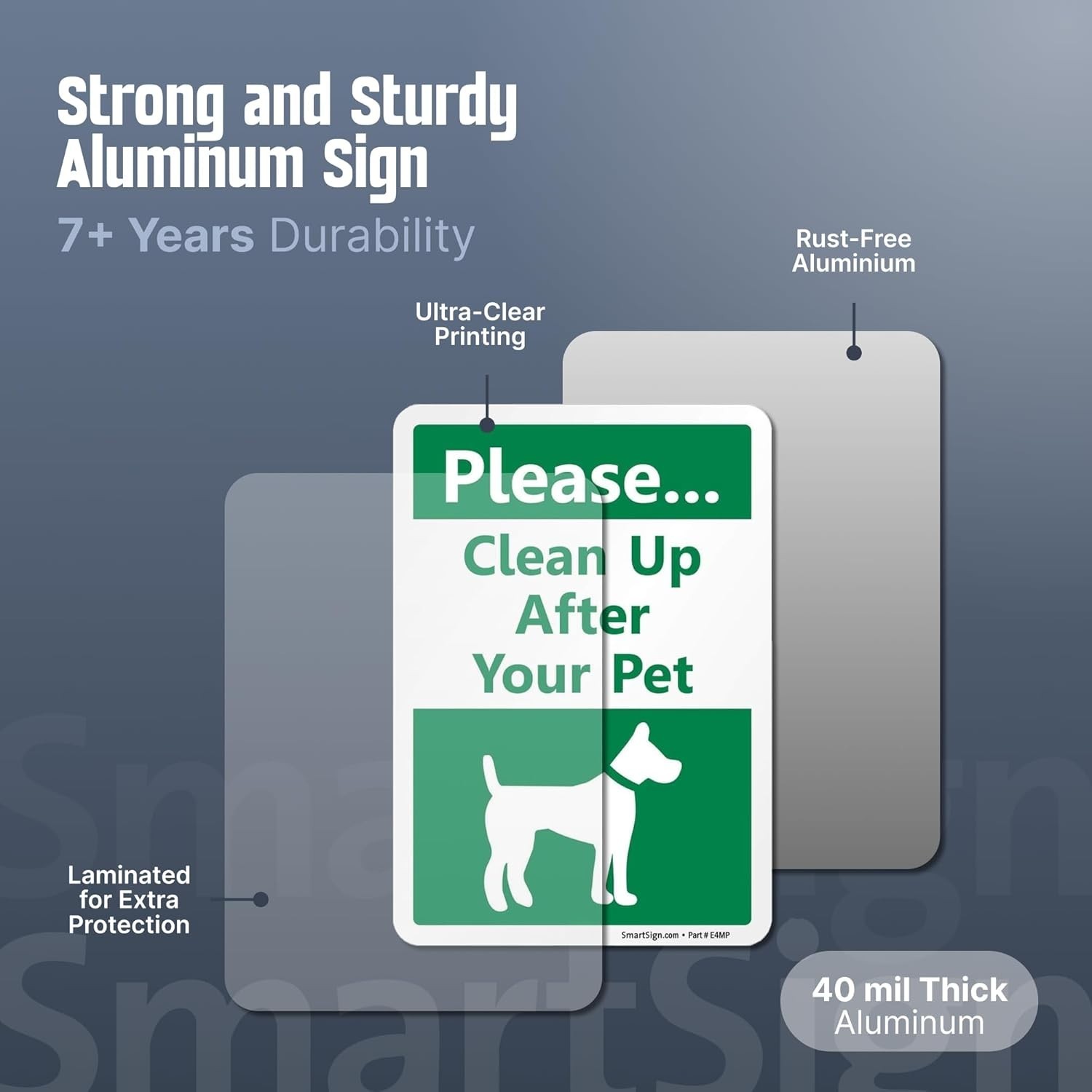 Weather-Proof 10 x 7 Inch Dog Poop Reminder Sign with 18-Inch Stake Included