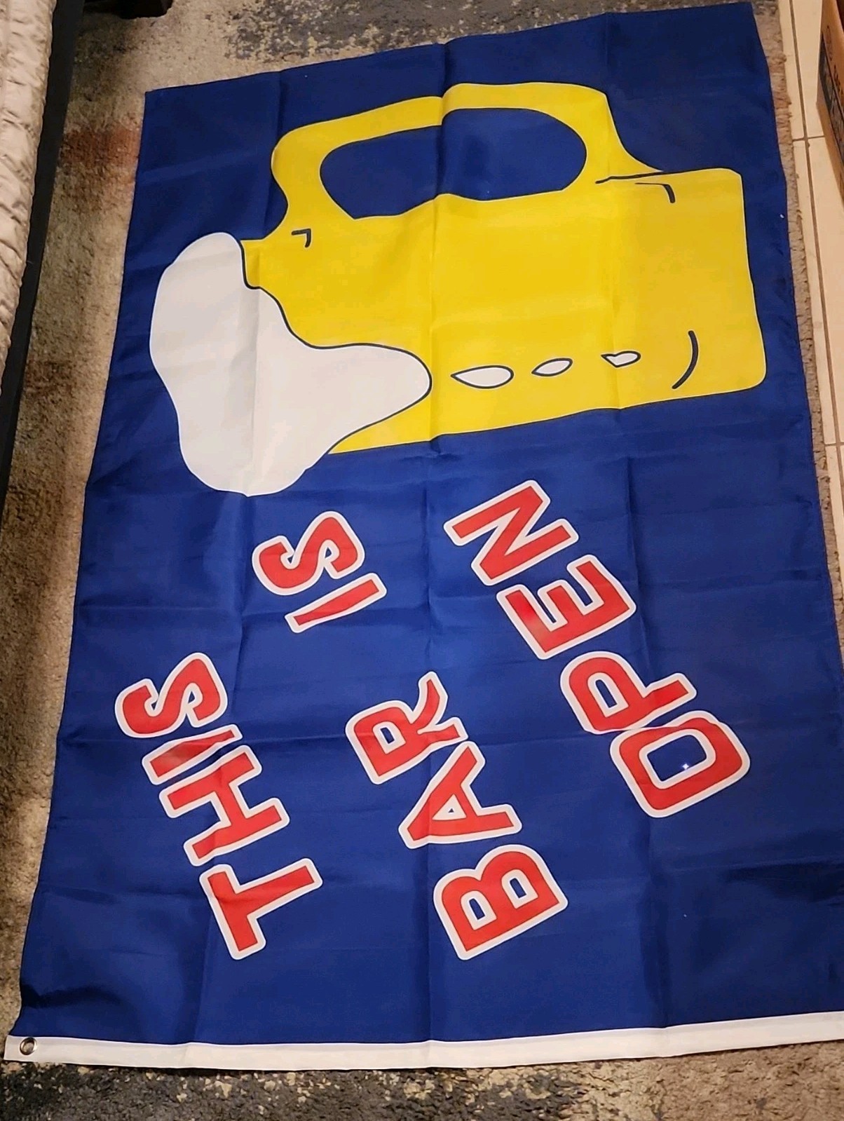 Bar Open Portable Hanging Banner Sign Blue Yellow White Red Promotional