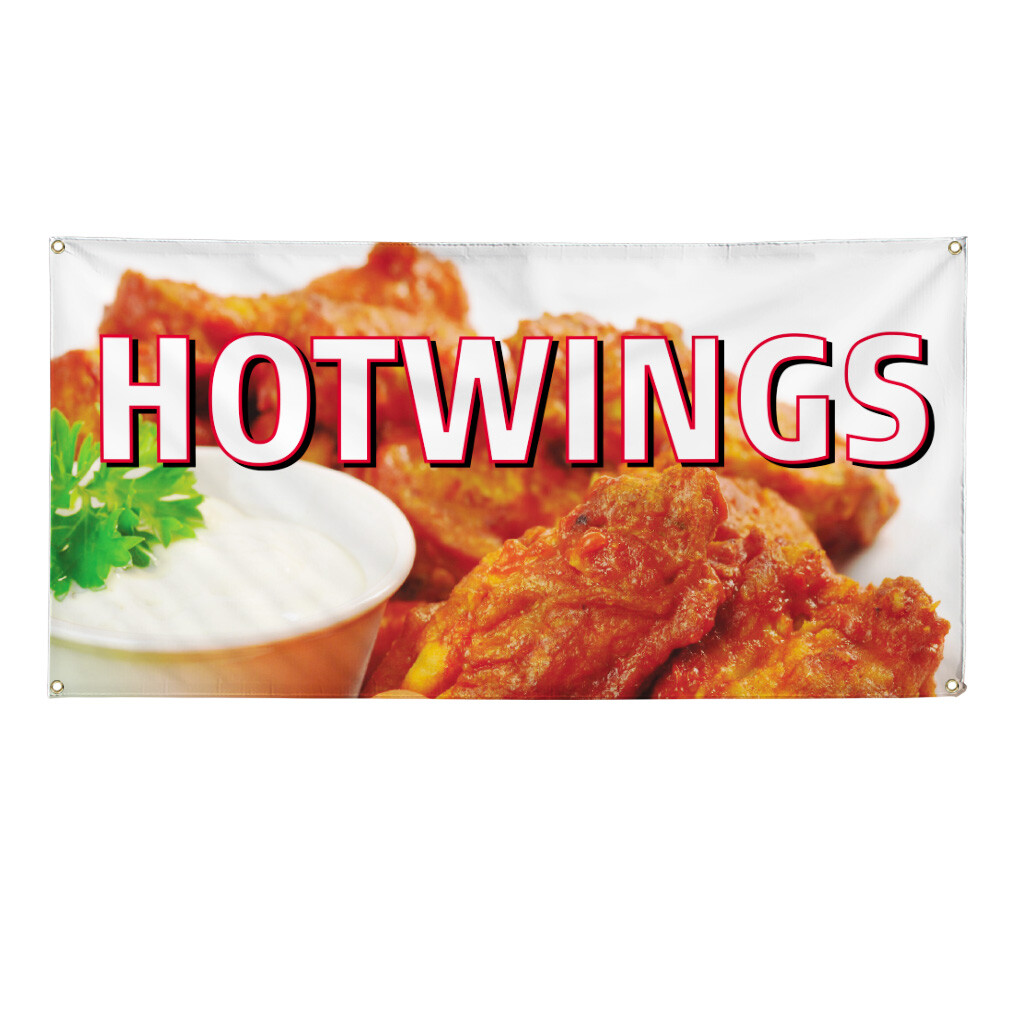 Vinyl Banner Multiple Sizes Hot Wings Restaurant Cafe Bar Restaurant & Food