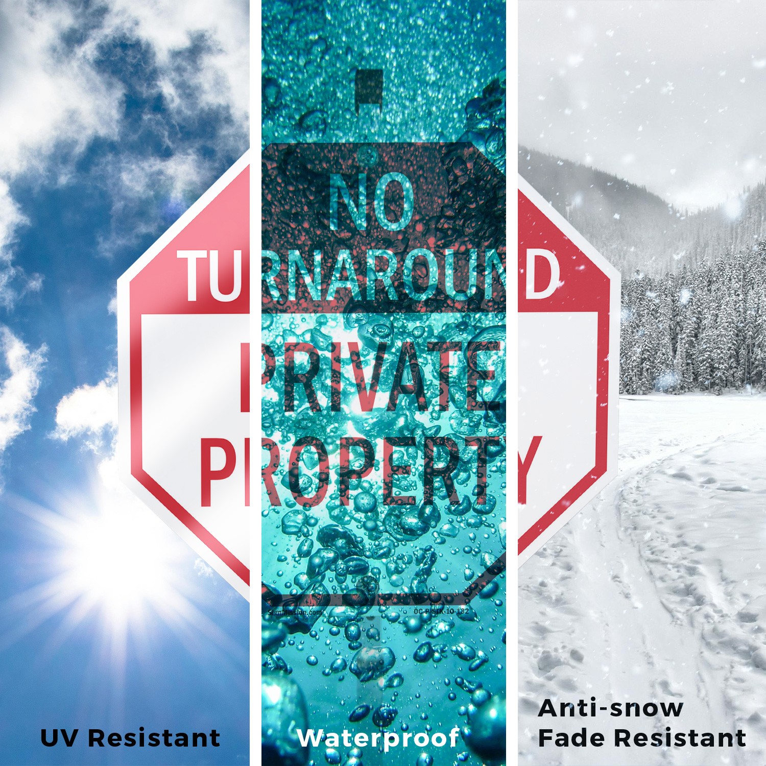 No Turnaround Private Property Octagon Sign With Stake Weather Resistant