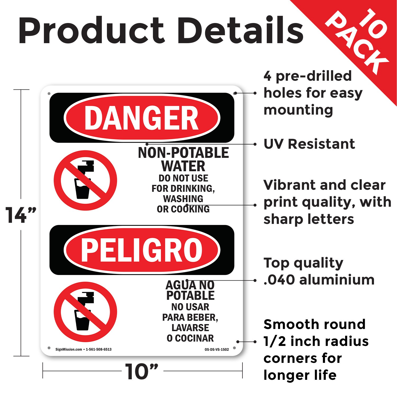 Non OSHA Danger Sign Metal, Plastic, Or Decal – 5 or 10 Pack