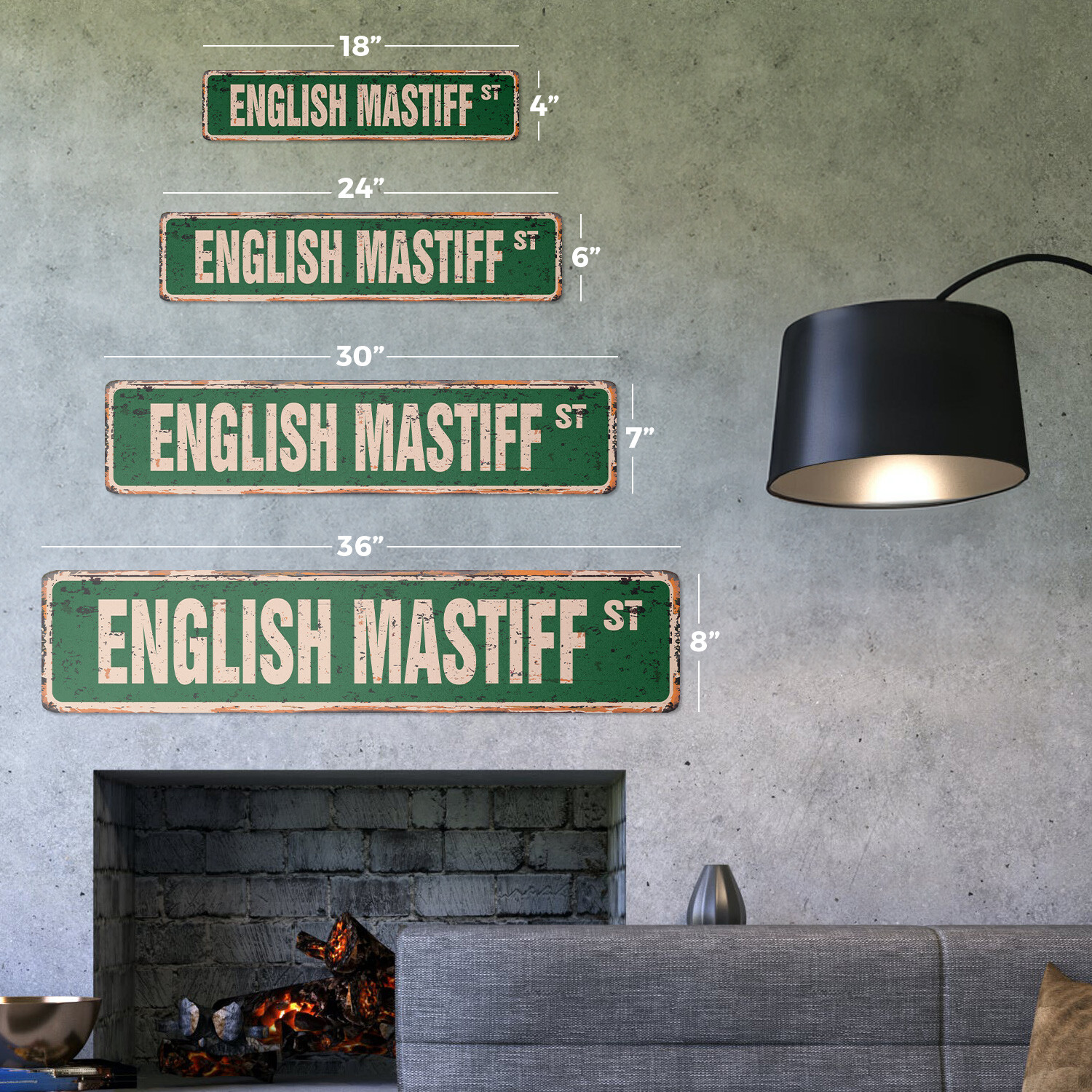 ENGLISH MASTIFF Vintage Street Sign Metal Plastic dog pet breeder groomer pet