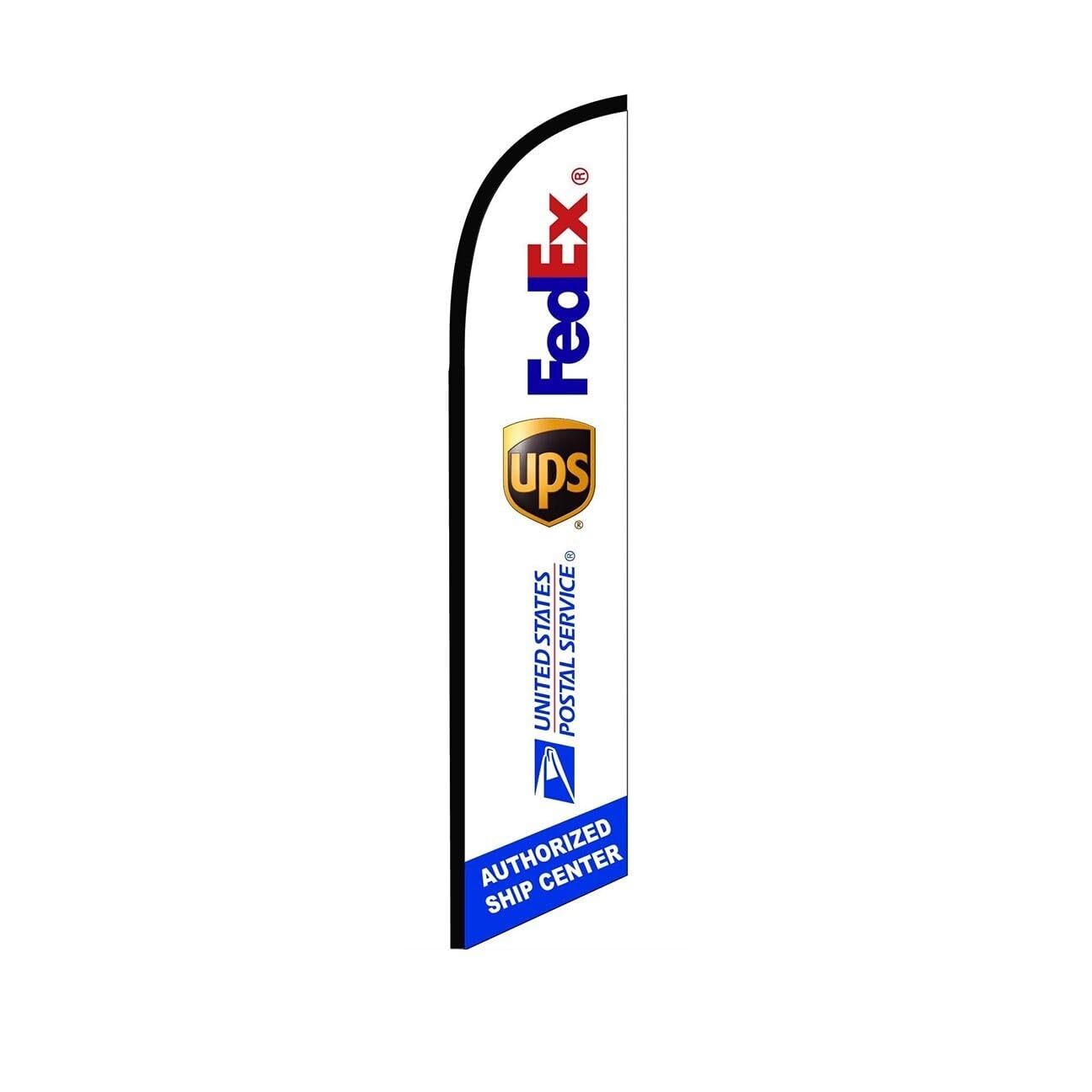 FedEx UPS USPS Ship Center Swooper Flutter Feather Flag | 3ft W x 11.5ft Tall