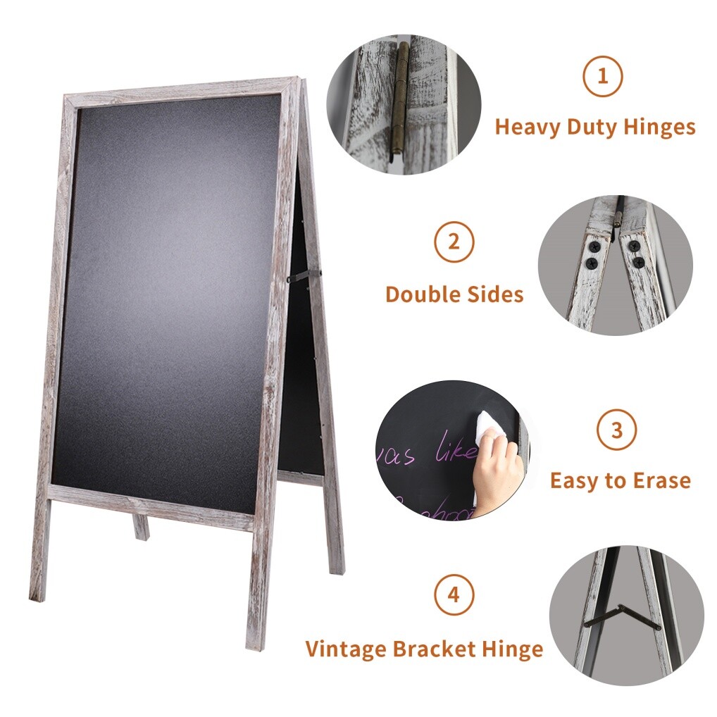 Large Wooden A-Frame Chalkboard Menu Sign Black Board Sidewalk Wedding Signage