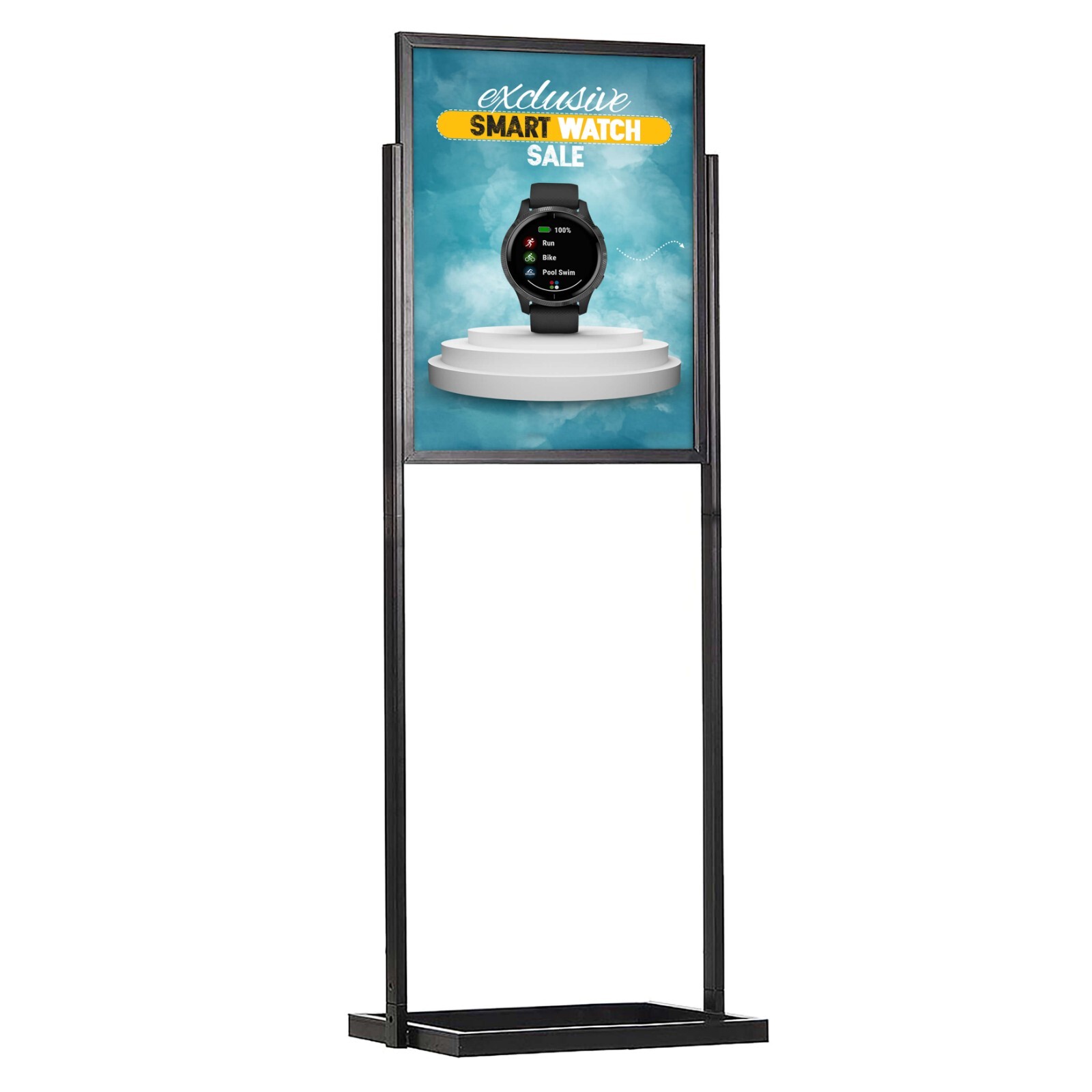 Metal Eco Info Board Double Sided Black 24X36 Slide-In Poster Holder Aluminum