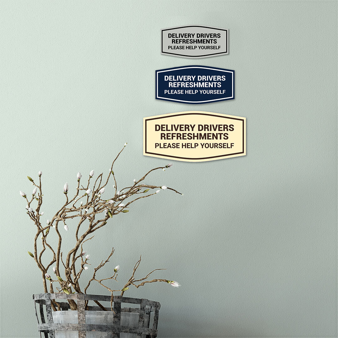 Fancy Delivery Drivers Refreshments Please Help Yourself Wall or Door Sign