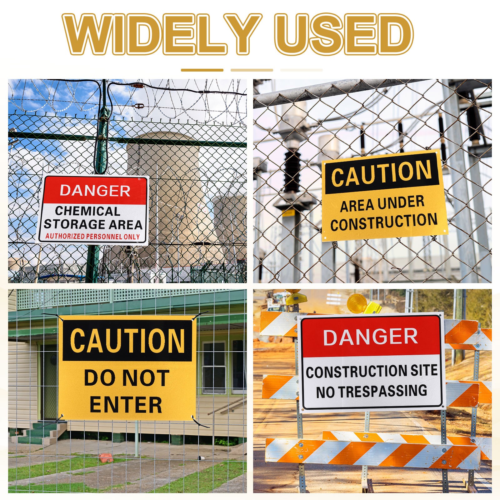 2 Pcs Caution Do Not Enter Sign, 12 x 8 Inch & Aluminum