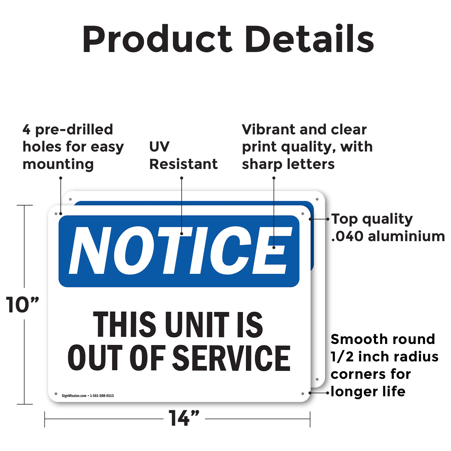 (2 Pack) This Unit Is Out Of Service OSHA Notice Sign Decal Metal Plastic