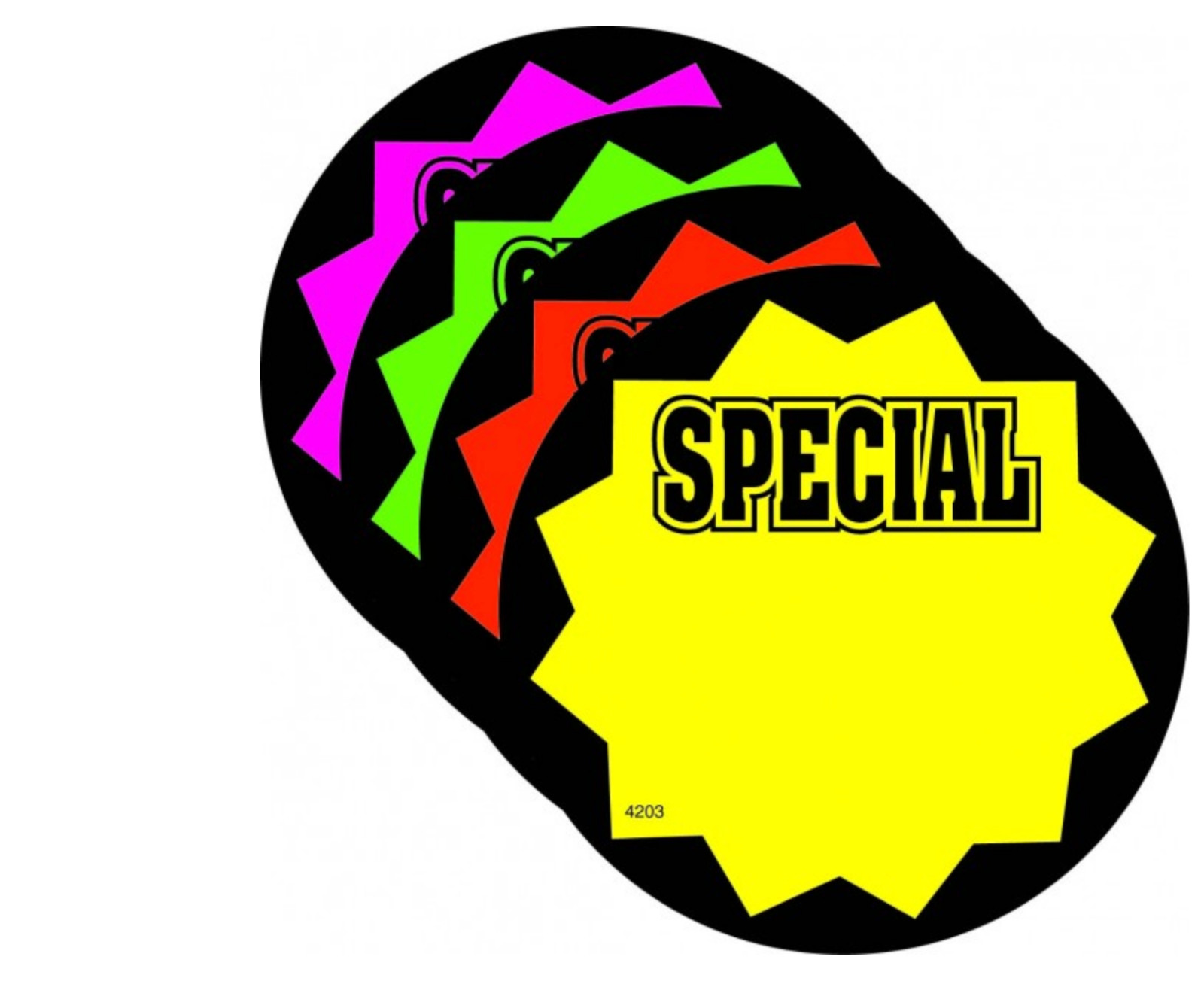 SPECIAL 3.25″ Round Fluorescent Burst Neon Retail Sale Signs Cards 25 Each Color