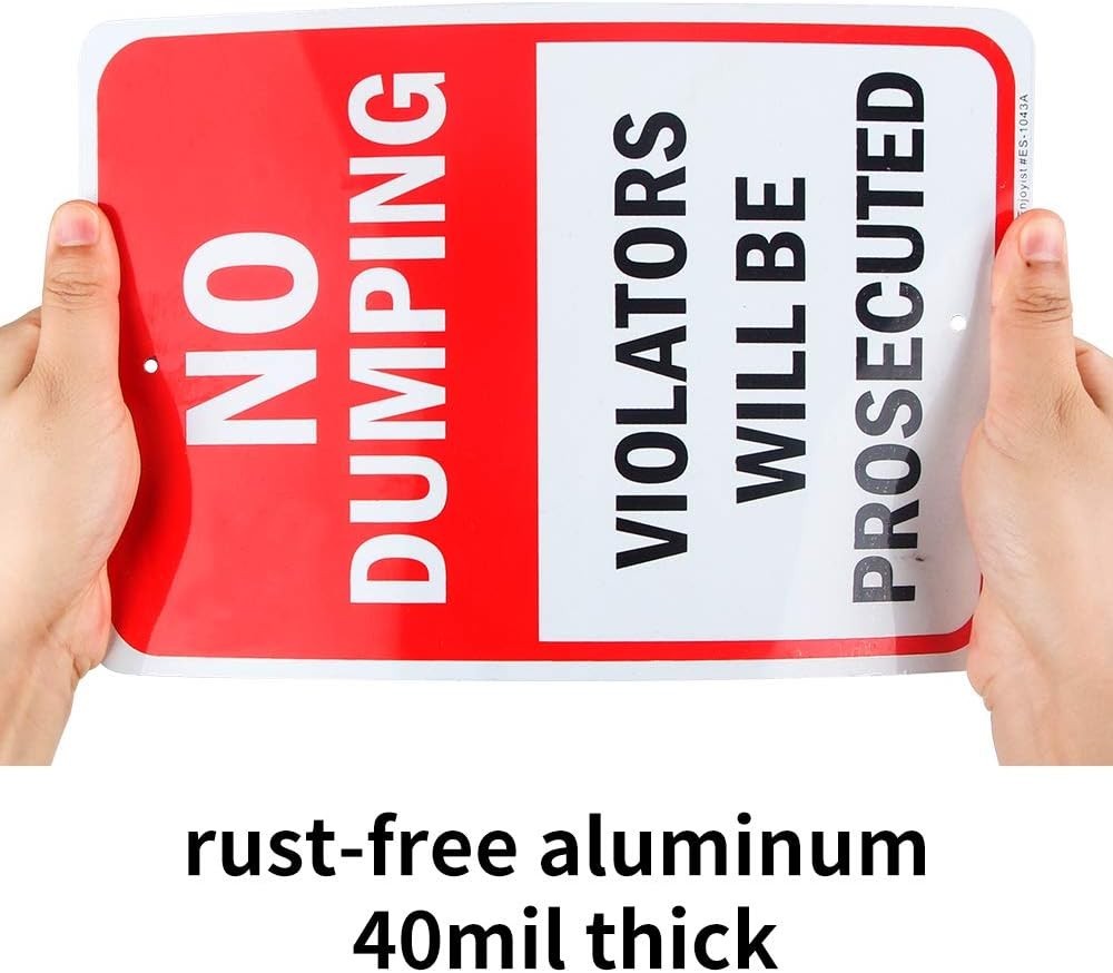 High-Visibility No Dumping Sign – 2 Pack, 10×7 Aluminum, Marine-Grade Durability