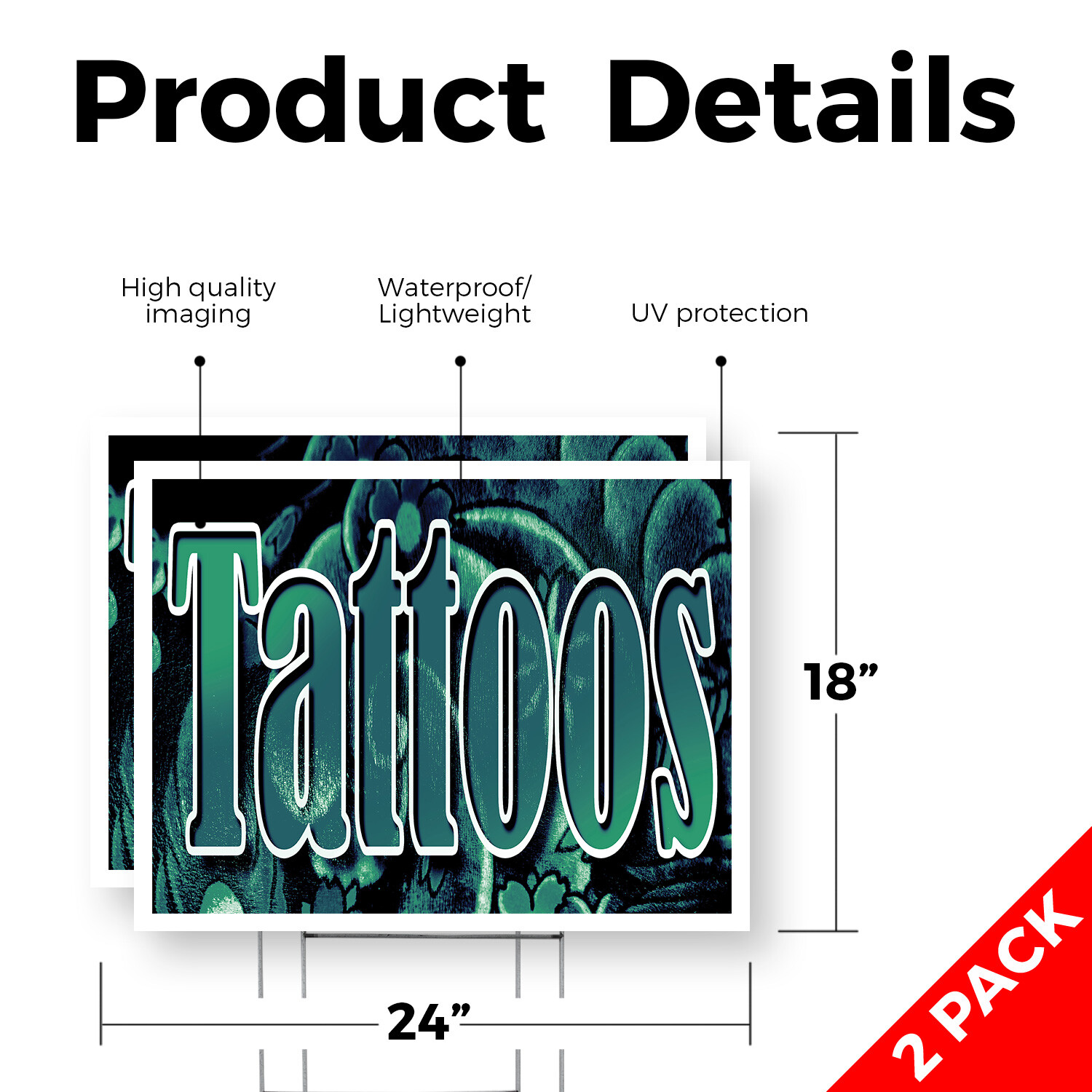 Tattoos Yard Sign Professional Services, Artistic Designs, Clear Messaging