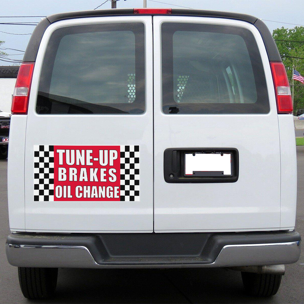 Car Magnet Set of 2 Tune-Up Brakes Oil Change #1 Car Advertising Industrial Sign