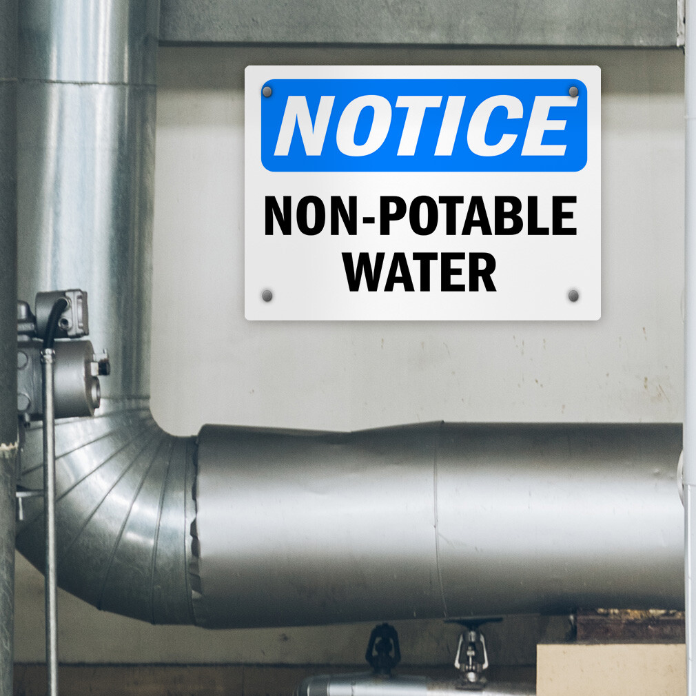 Horizontal Metal Sign Notice Non Potable Water Osha Weatherproof Street Signage
