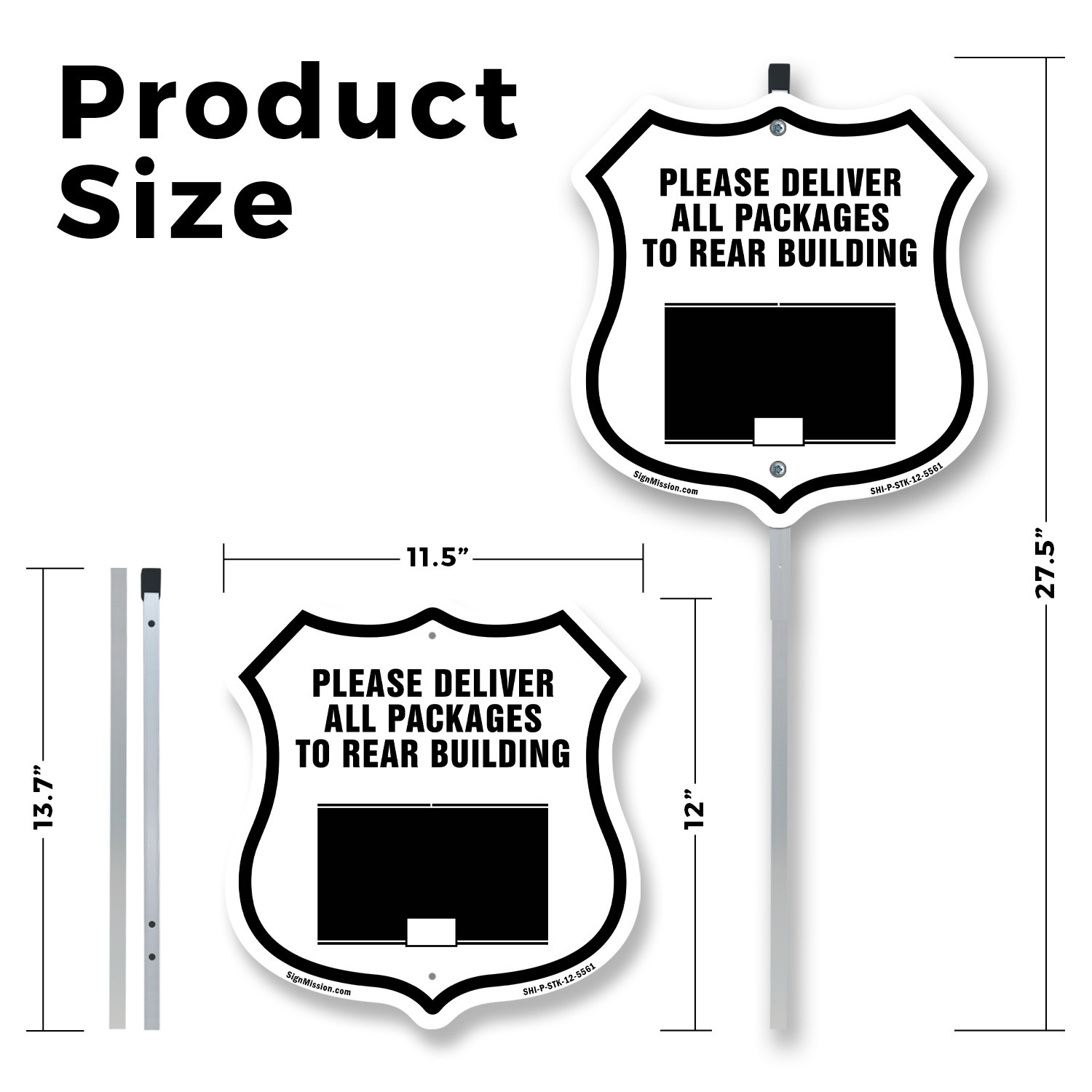 Please Deliver All Packages To Rear Shield Shaped Sign With Stake