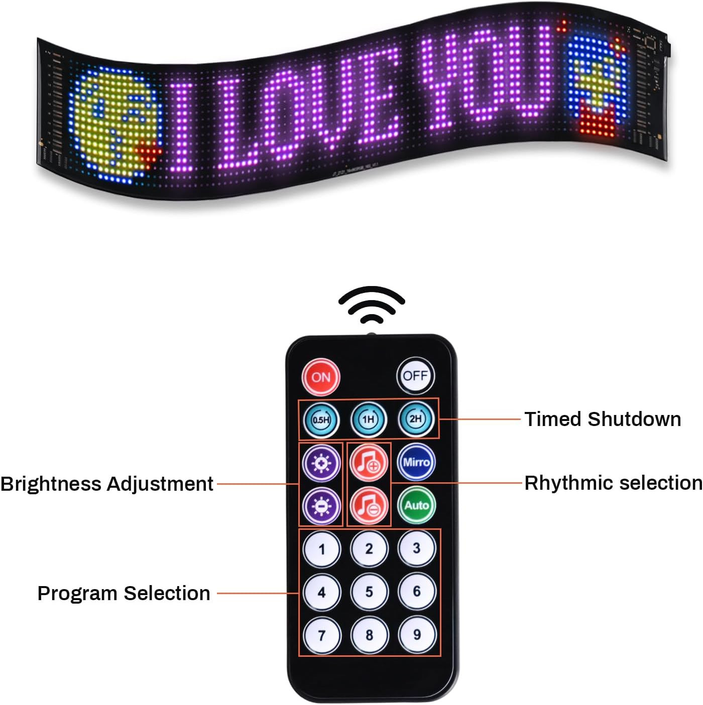 Programmable Flexible LED Car Window Sign – Bluetooth App Control, Custom Text/A
