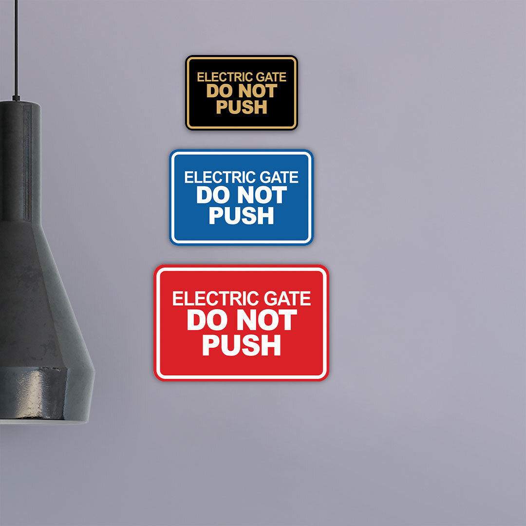 Signs ByLITA Classic Framed, Electric Gate Do Not Push Wall or Door Sign