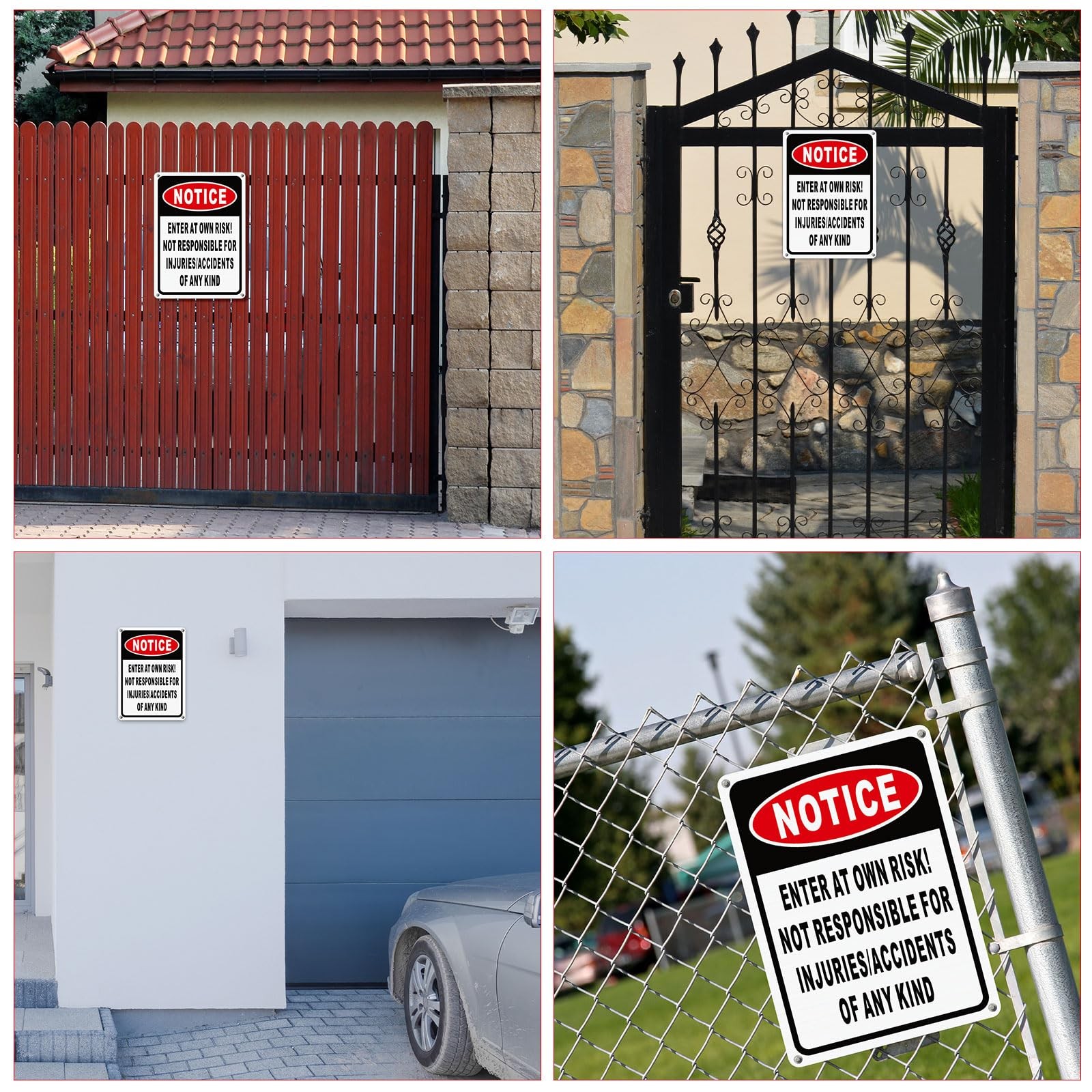 4 Pcs Notice Enter at Own Risk Sign 10” x 7″ Reflective Aluminum Not Respons…