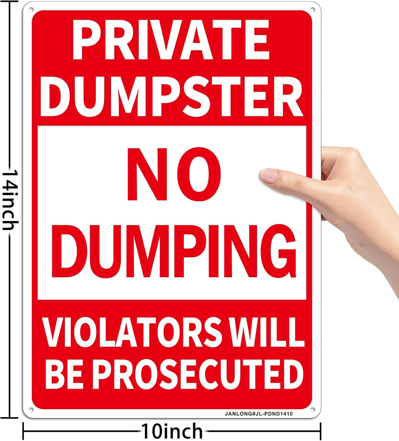 2 Pack Private Dumpster- No Dumping Sign, 14″X 10″ Aluminum No