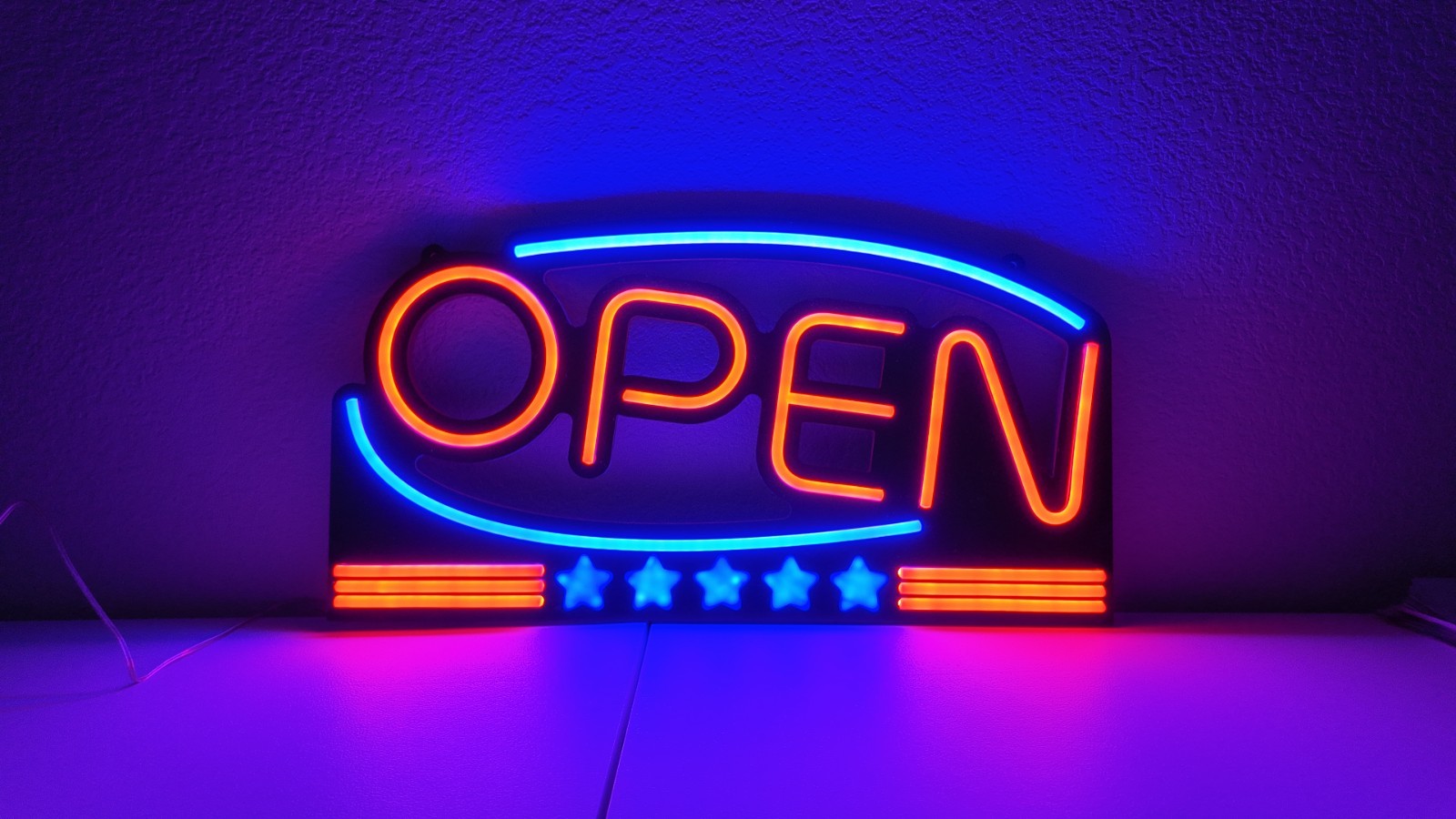 Large LED Neon Open Sign 24″x12″ American Flag Bright for Restaurant Bar Store