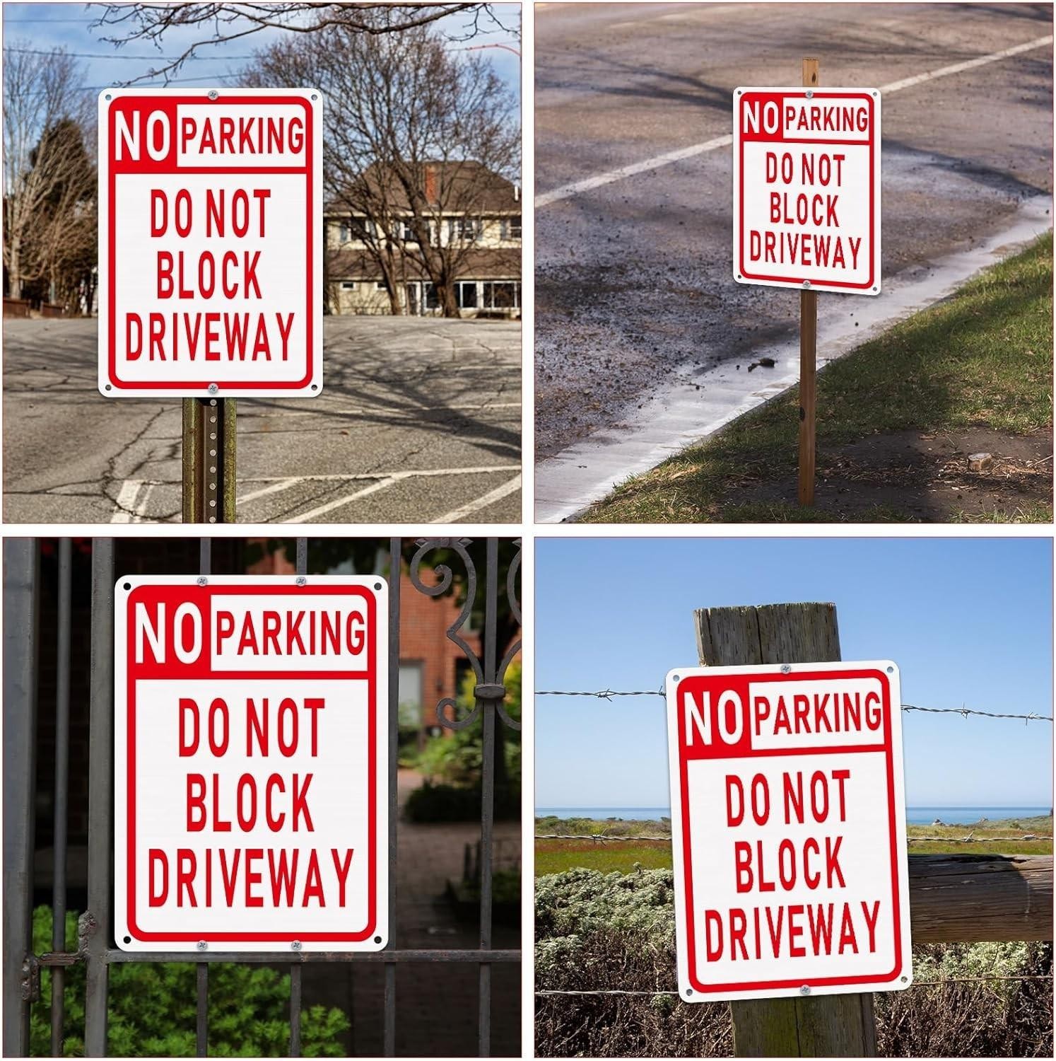 No Parking Sign Do Not Block Driveway 10 X 14 Inches Aluminum Metal Parking 3pcs