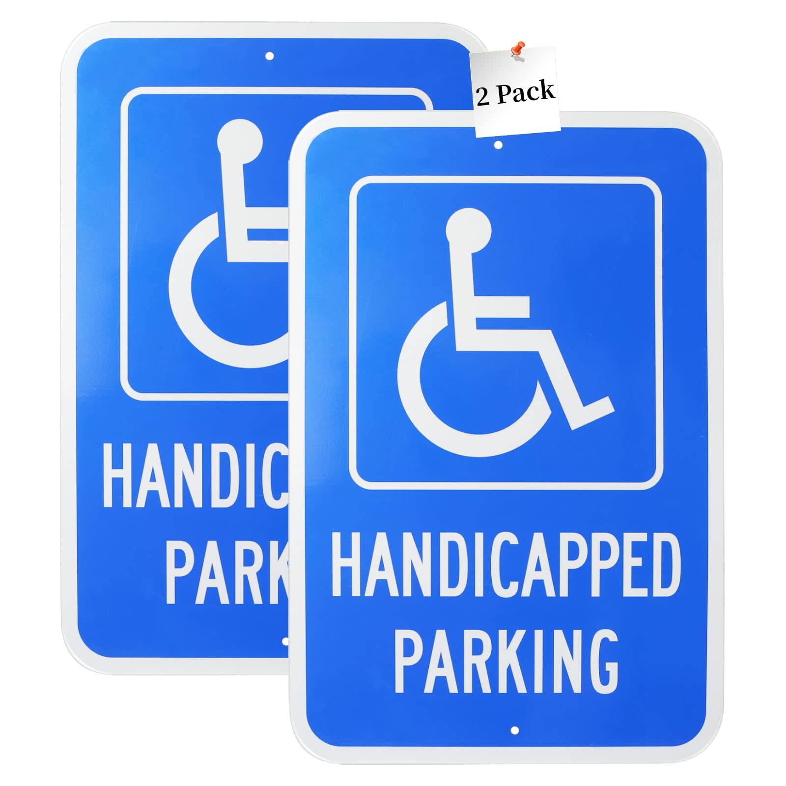 2-Pack 18×12″ Large Handicap Parking Sign with Wheelchair Symbol Reflective