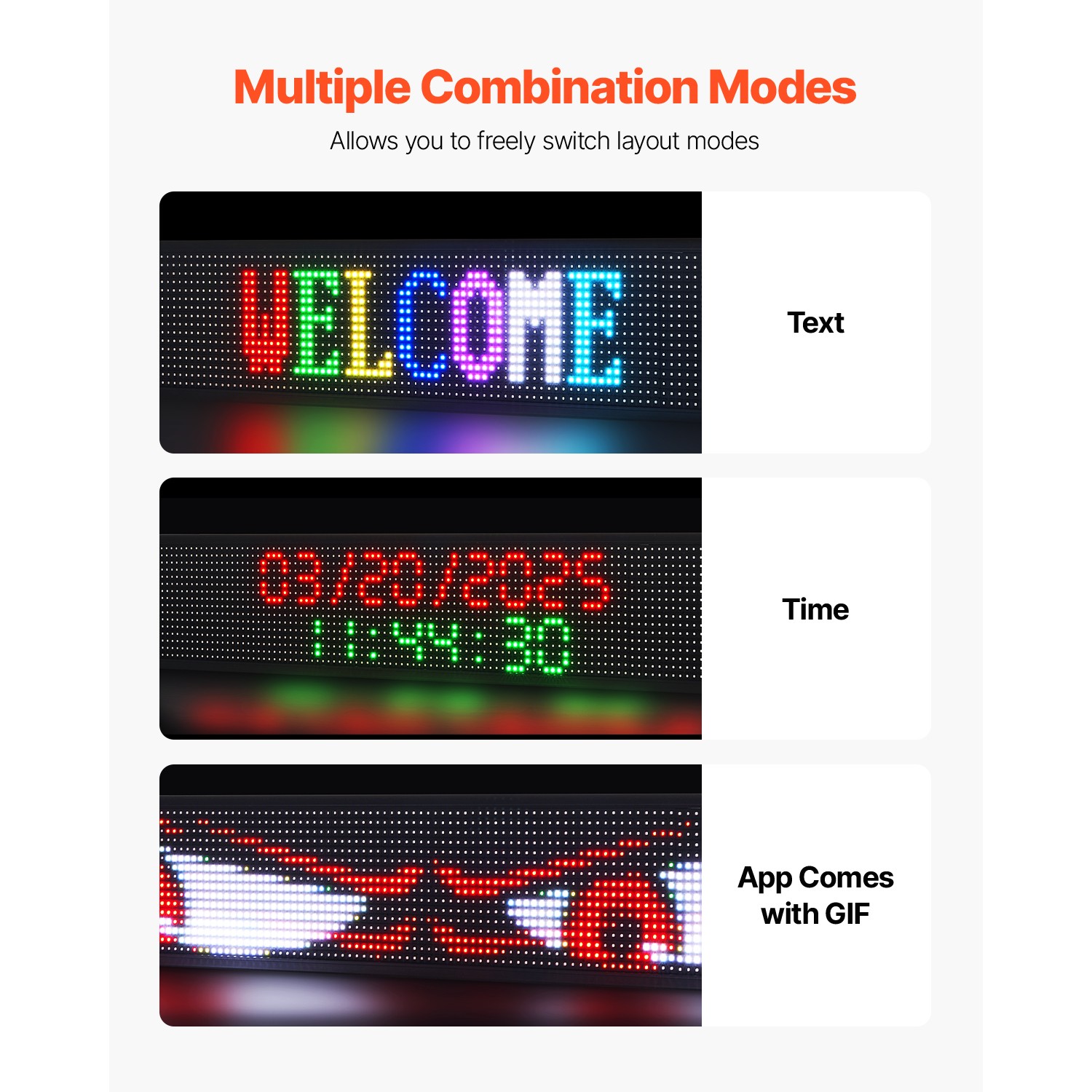 Uimoso 52x8in LED Display Board with Programmable Scrolling Text, P10 Full-Color