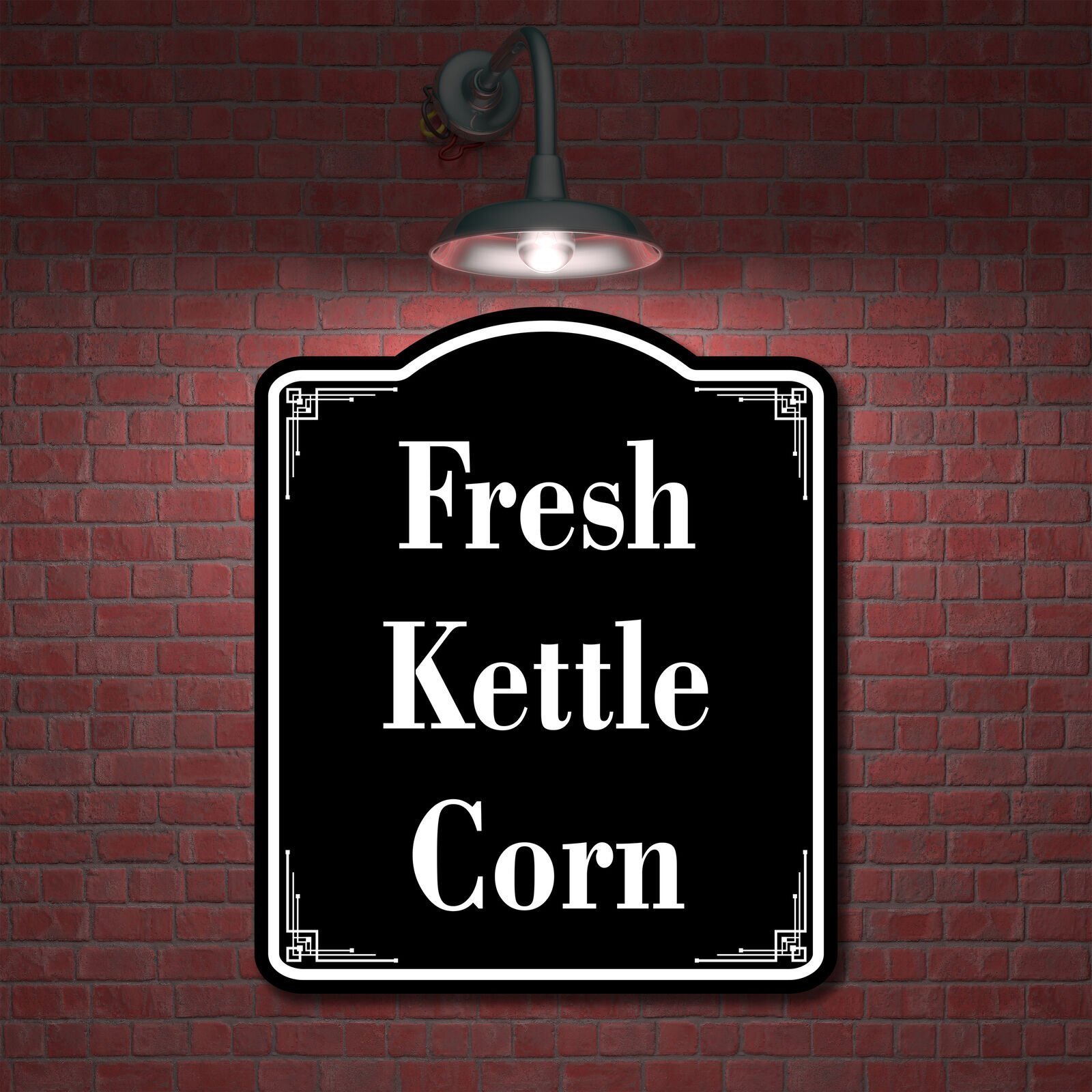 Fresh Kettle Corn BLACK Aluminum Composite Sign