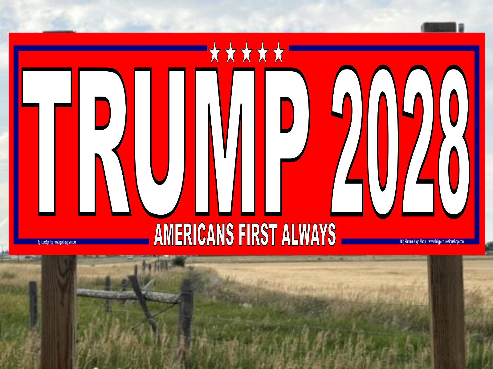 TRUMP 2028 Americans First Always – HUGE & LARGE-Red Banners-Reinforced-USA MADE