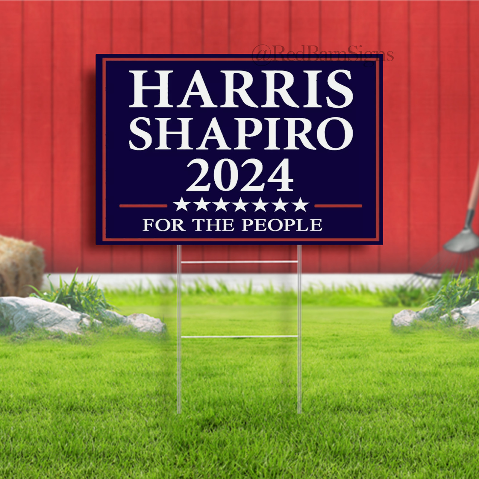 Made in USA, not China! Kamala Harris Shapiro Yard Lawn Sign 2024 w/ H Stake