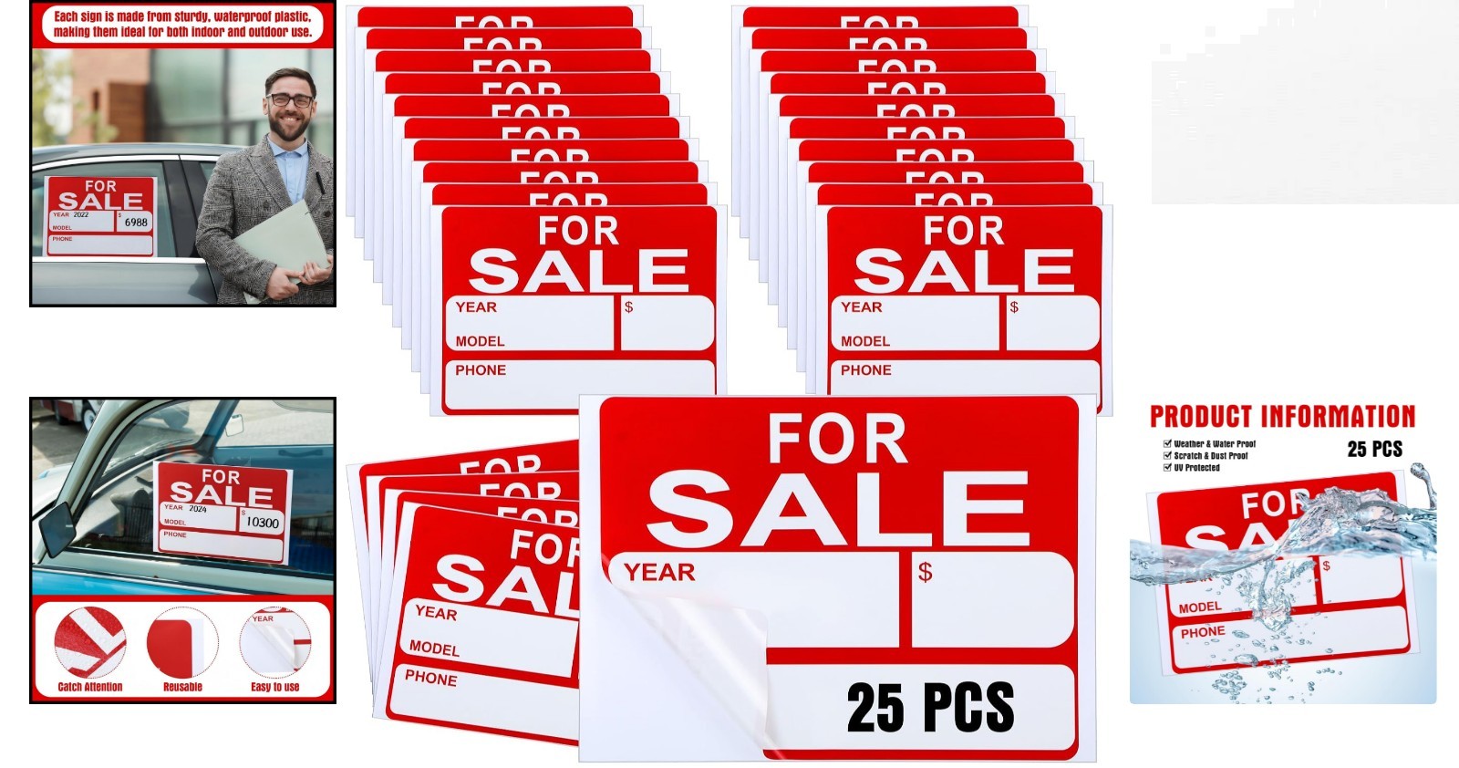 25 9×12 Inch ‘For Sale’ Signs – Waterproof and Effective Advertising