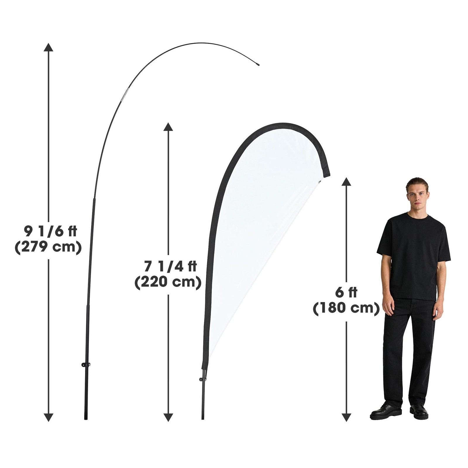 InstaHibit 10 Pack 9ft / 11ft Feather Flag Pole Kit for Business Advertising