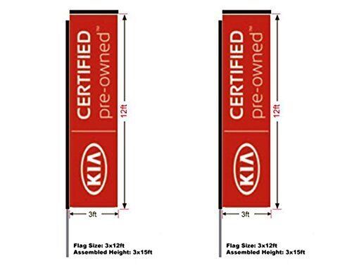 KIA Preowned Rectangular Flag, 15′ Pole and Ground Spike, 3’W x 12’H