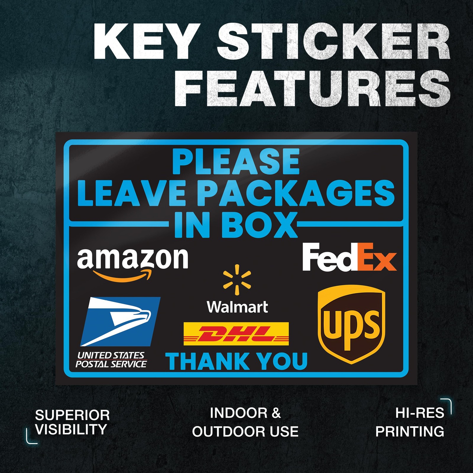 Leave Packages in Box Sticker, 10 X 7 Inch Reflective Package Delivery Sign with