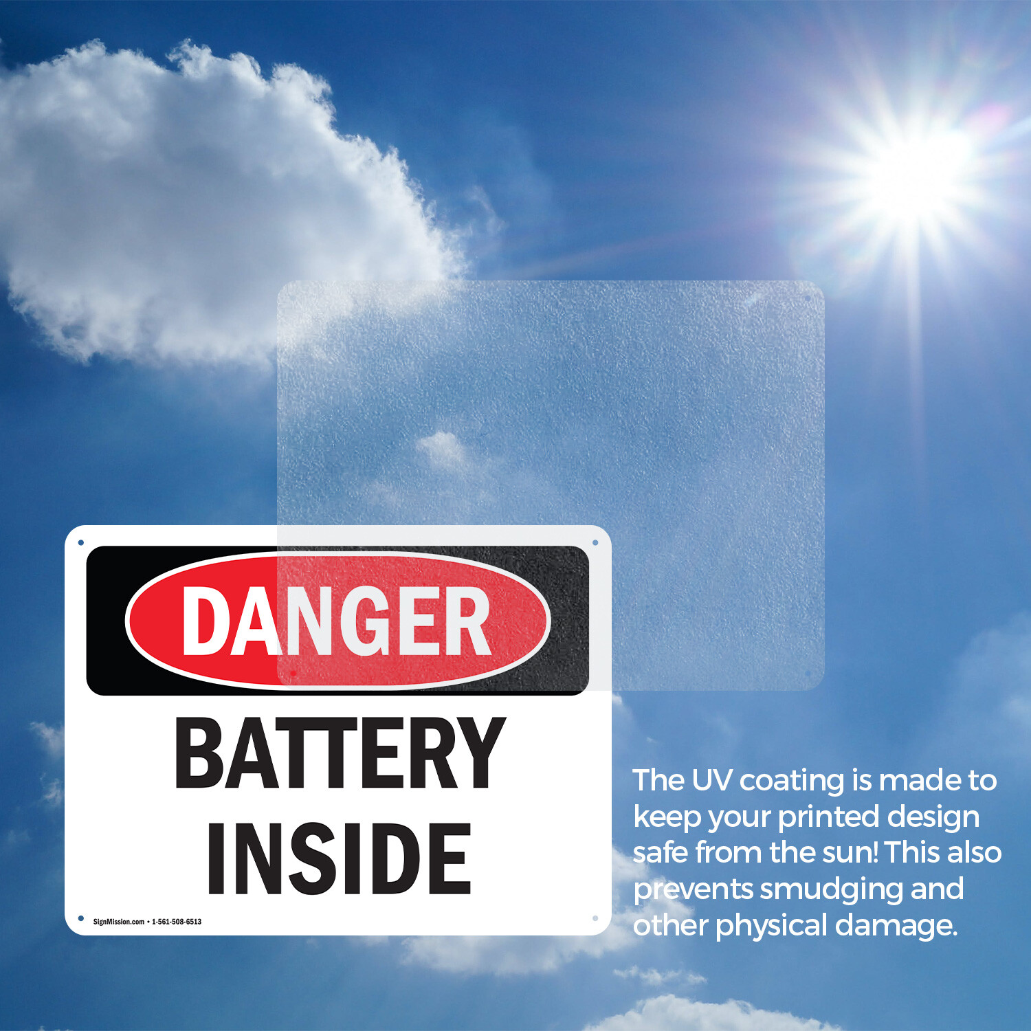(2 Pack) Battery Inside OSHA Danger Sign Decal Metal Plastic