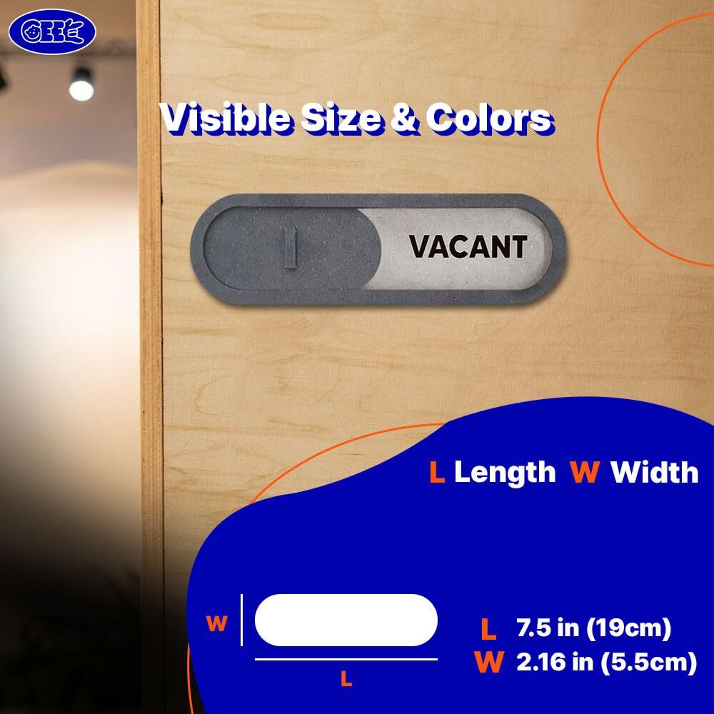 Vacant Occupied Slider Sign Grey MDF Wood Elegant Privacy Door Display