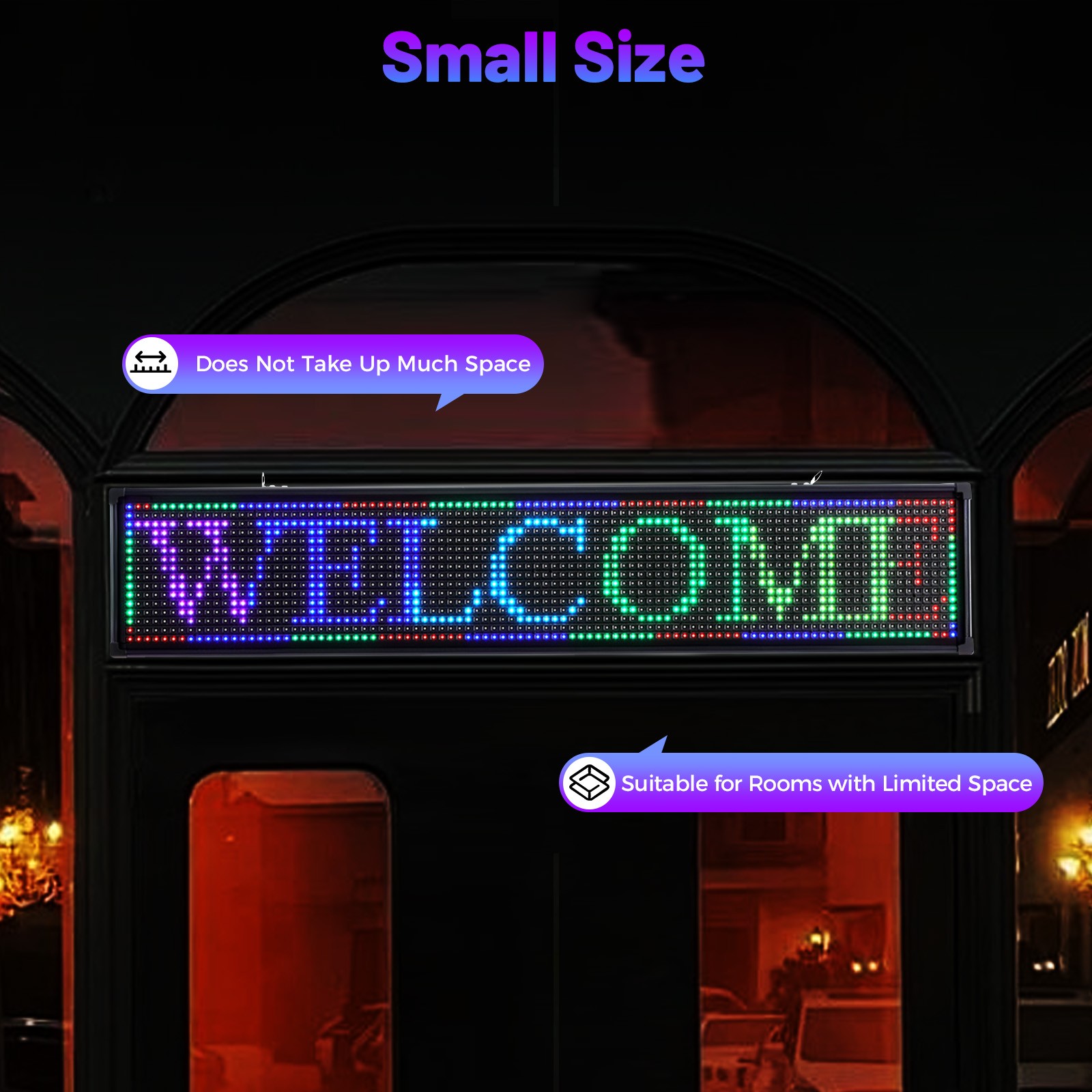 40*8 inch 7 Color LED Sign Scroll Message Board Programmable Scrolling WIFI USB