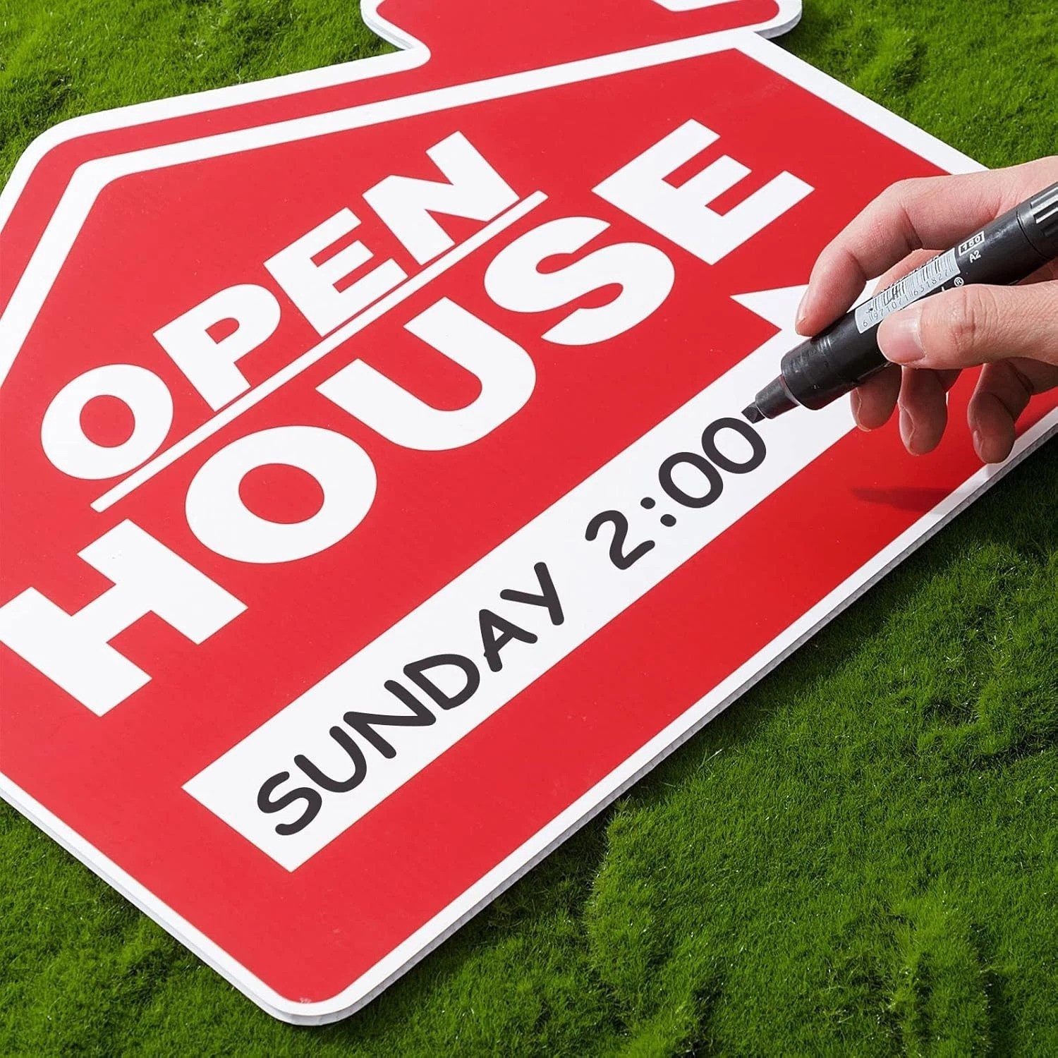 Bright Red 7 Pcs Open House Signs – Eye-Catching for Real Estate Marketing.